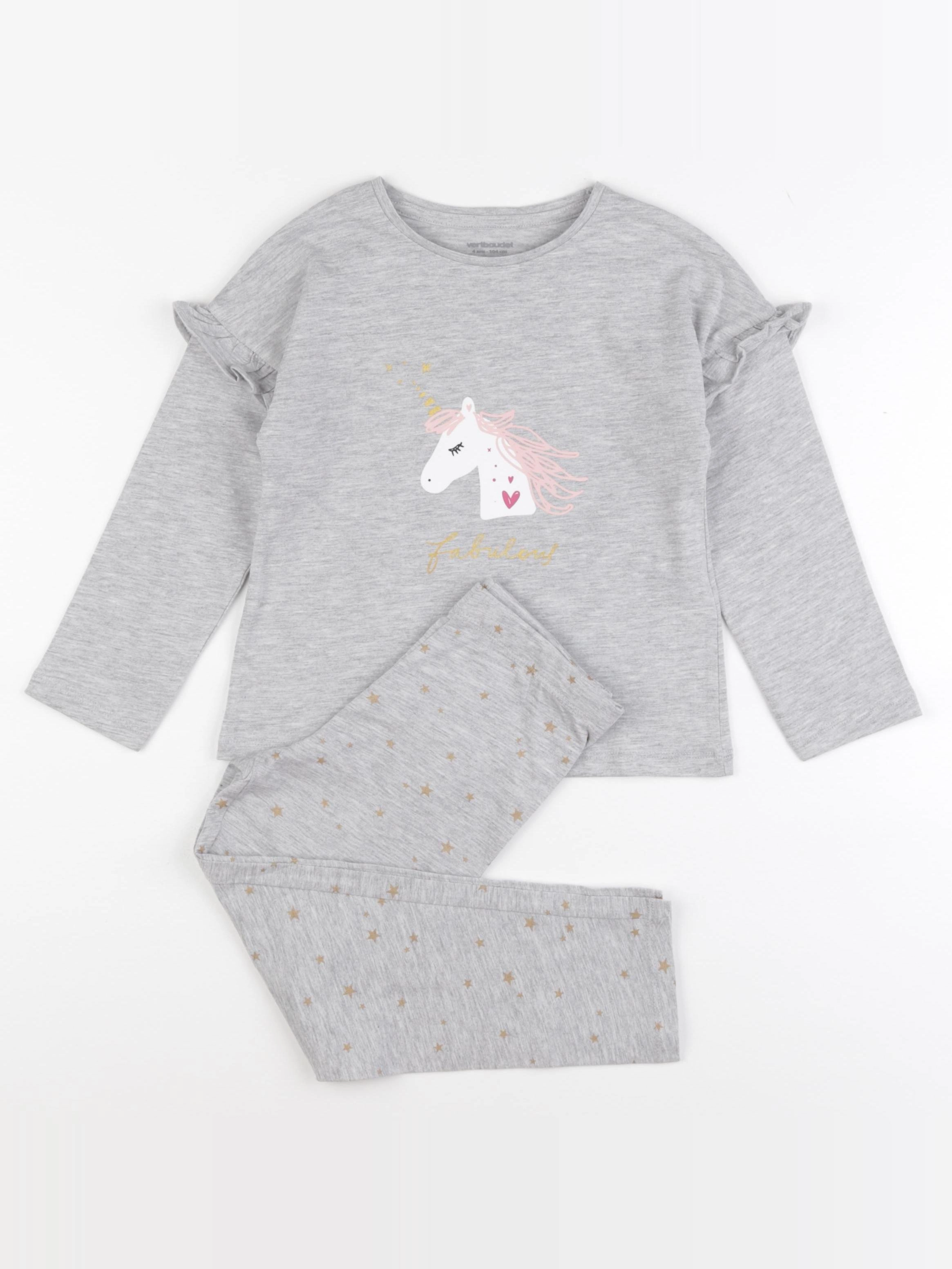 Vertbaudet - pyjama coton gris - 4 ans