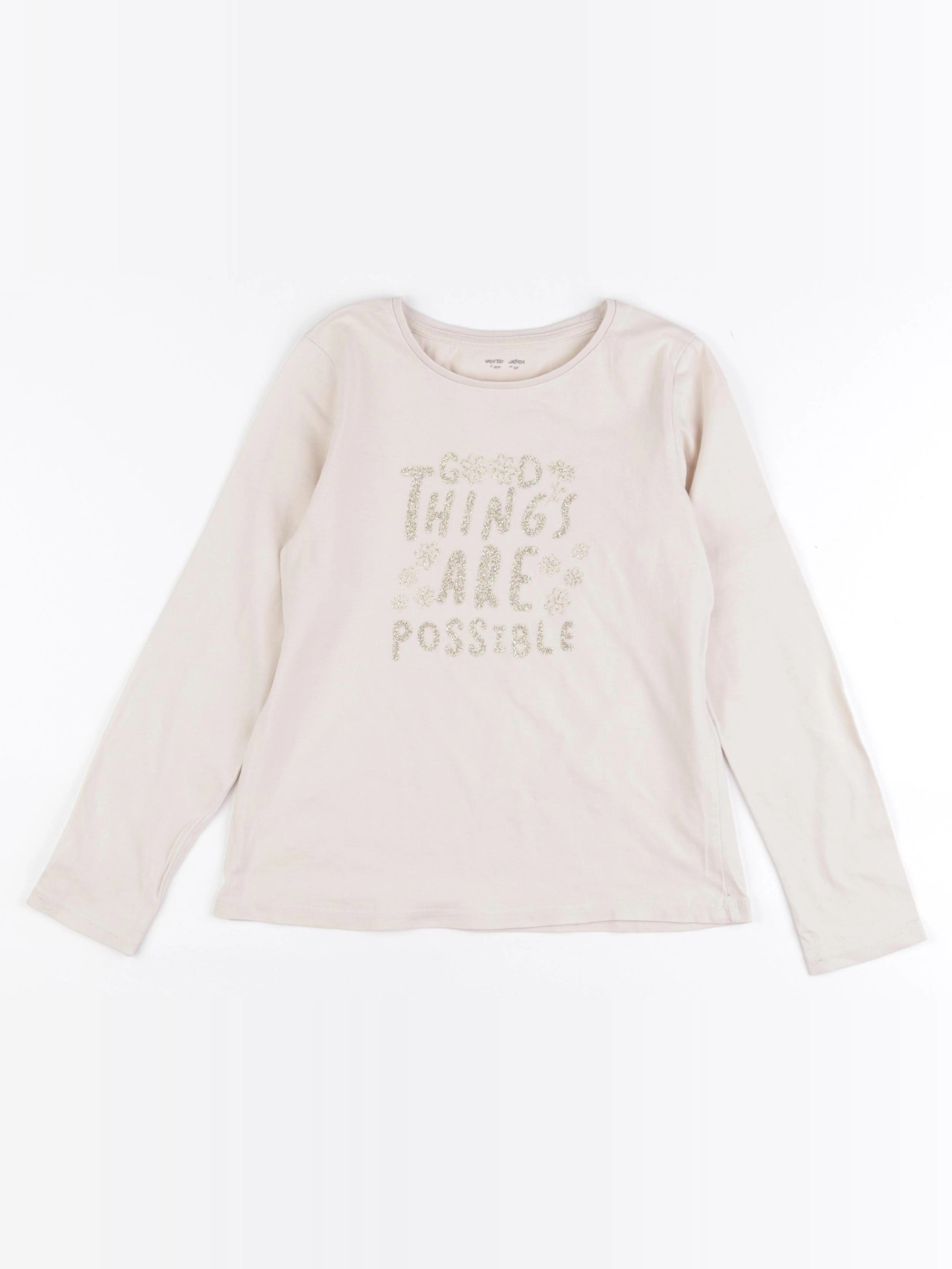 Vertbaudet - tee-shirt beige, or - 8 ans