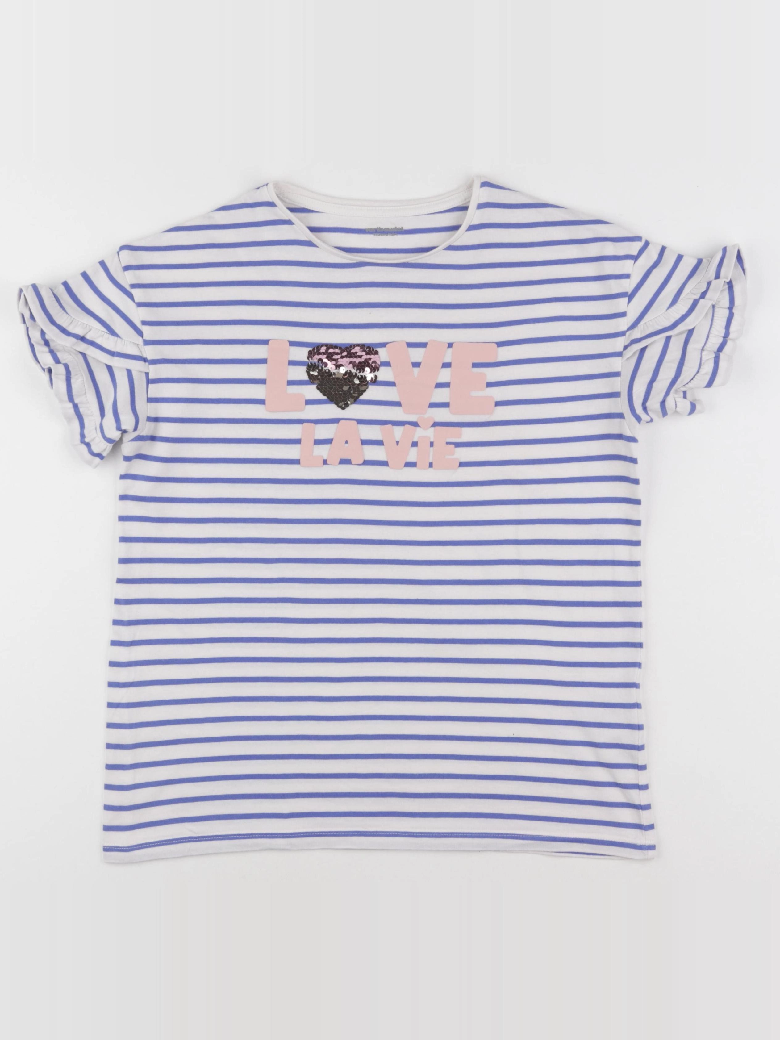 Vertbaudet - tee-shirt bleu, rose - 12 ans