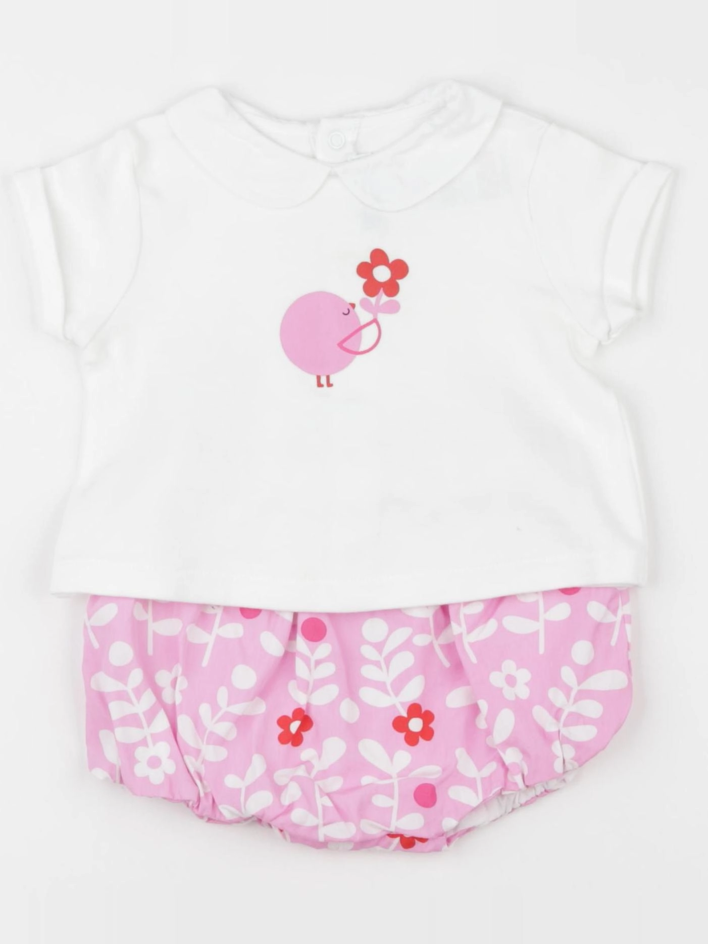 Jacadi - ensemble blanc, rose - 6 mois