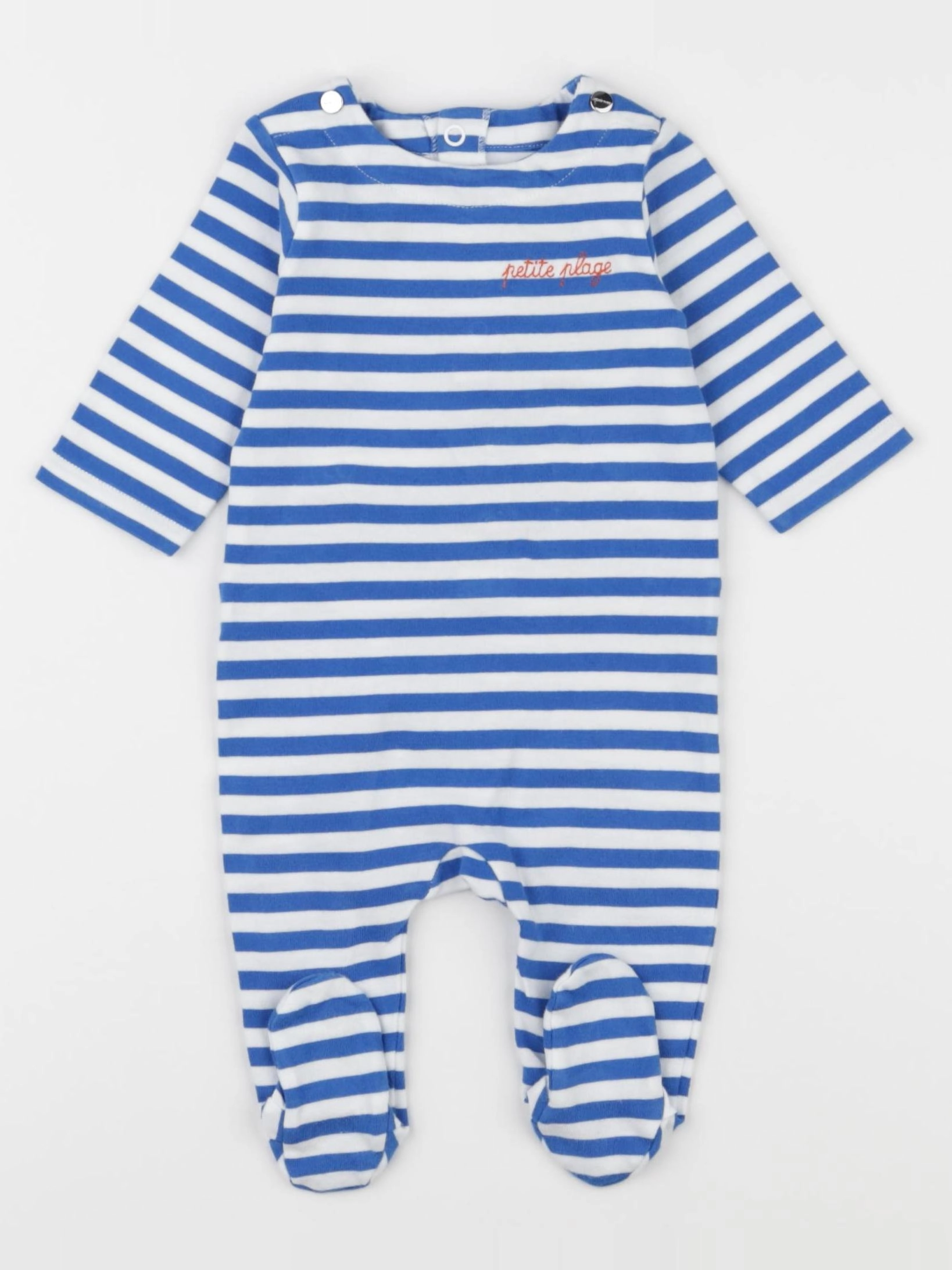 Jacadi - pyjama coton blanc, bleu - 3 mois