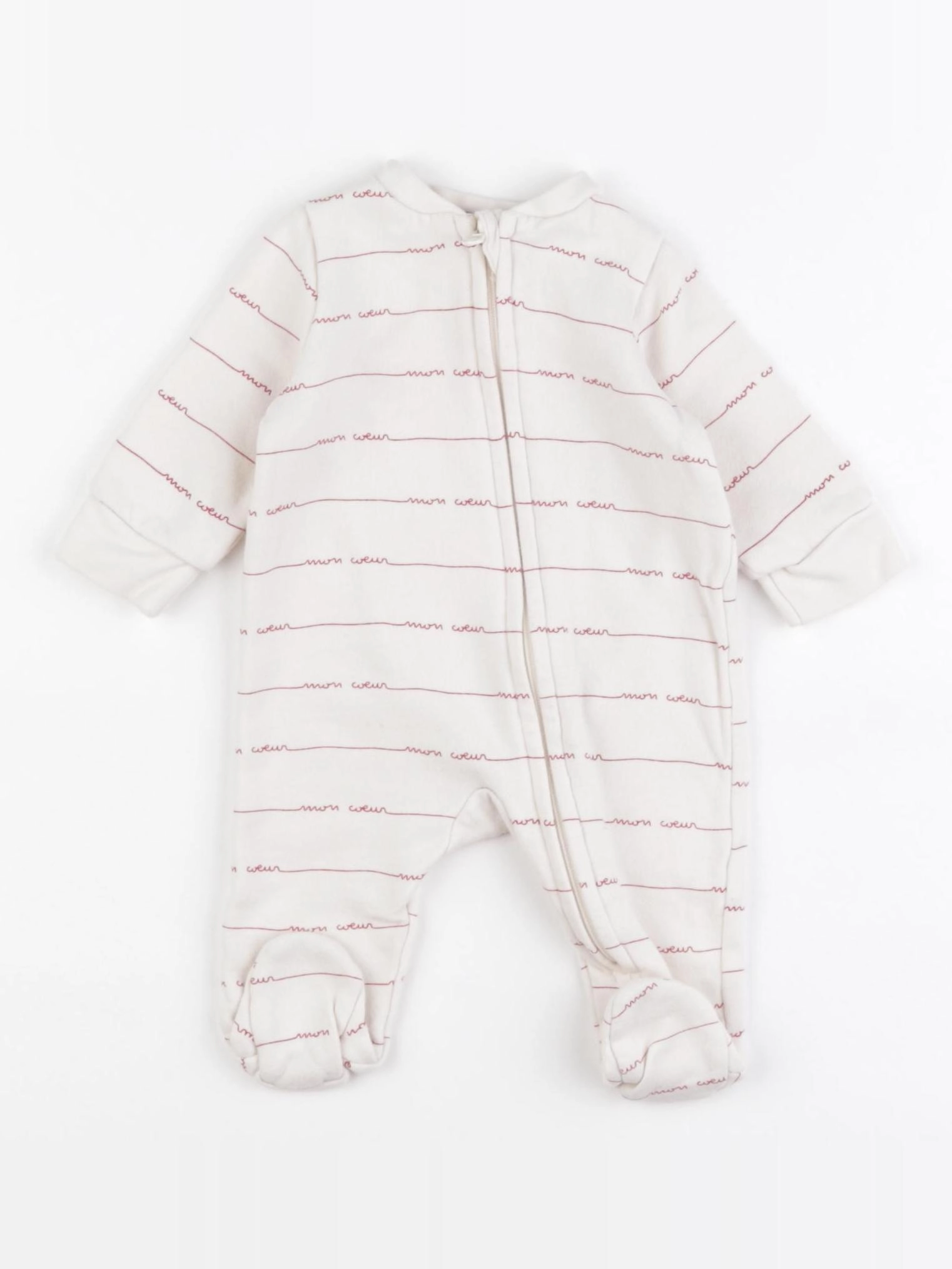 Boutchou - pyjama coton beige, rouge - 1 mois
