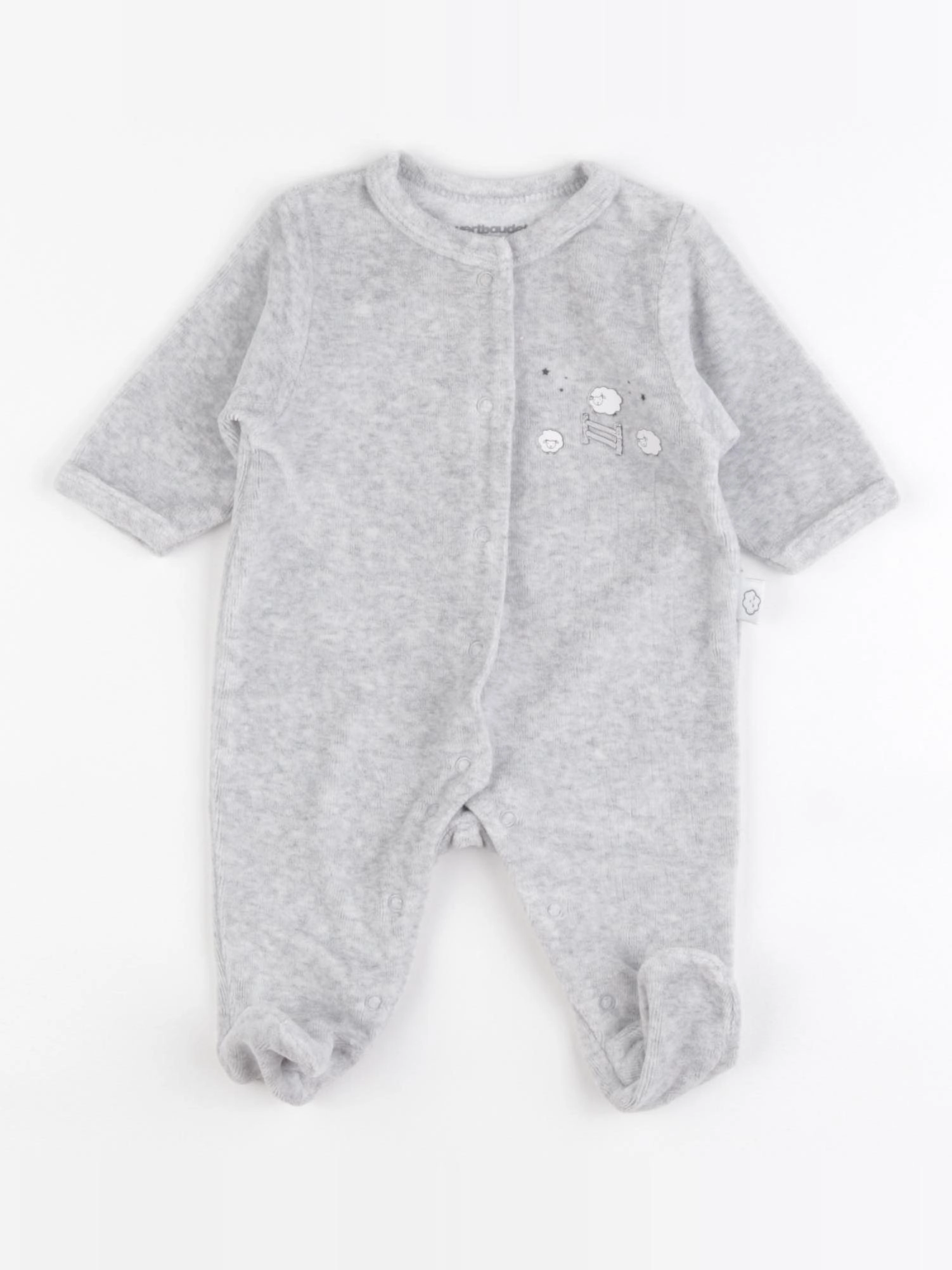 Vertbaudet - pyjama velours gris - 1 mois