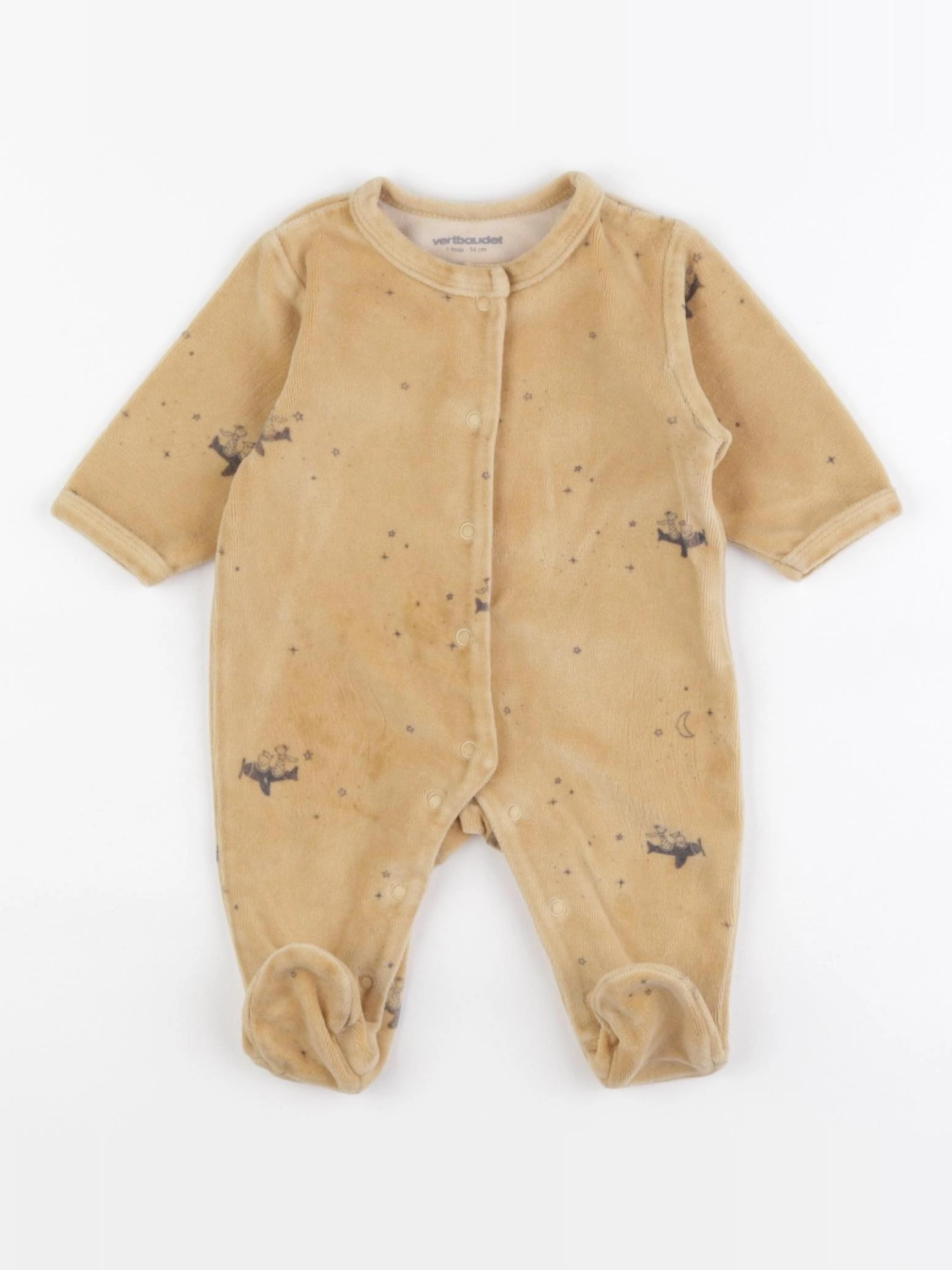 Vertbaudet - pyjama velours marron - 1 mois