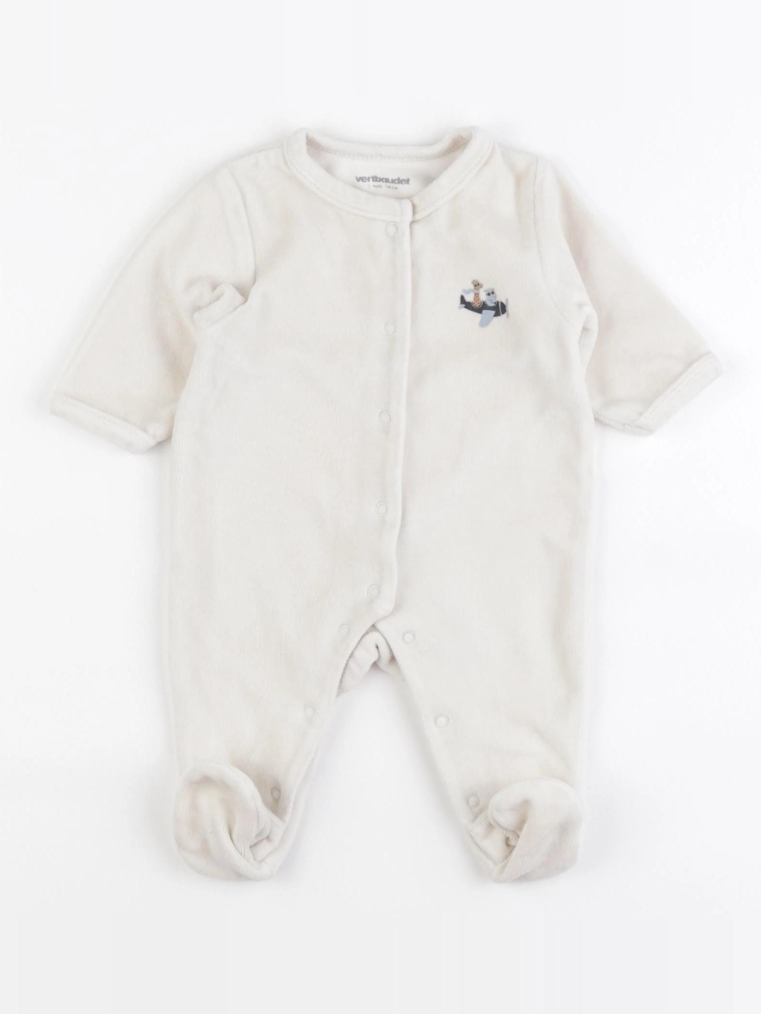 Vertbaudet - pyjama velours beige - 1 mois