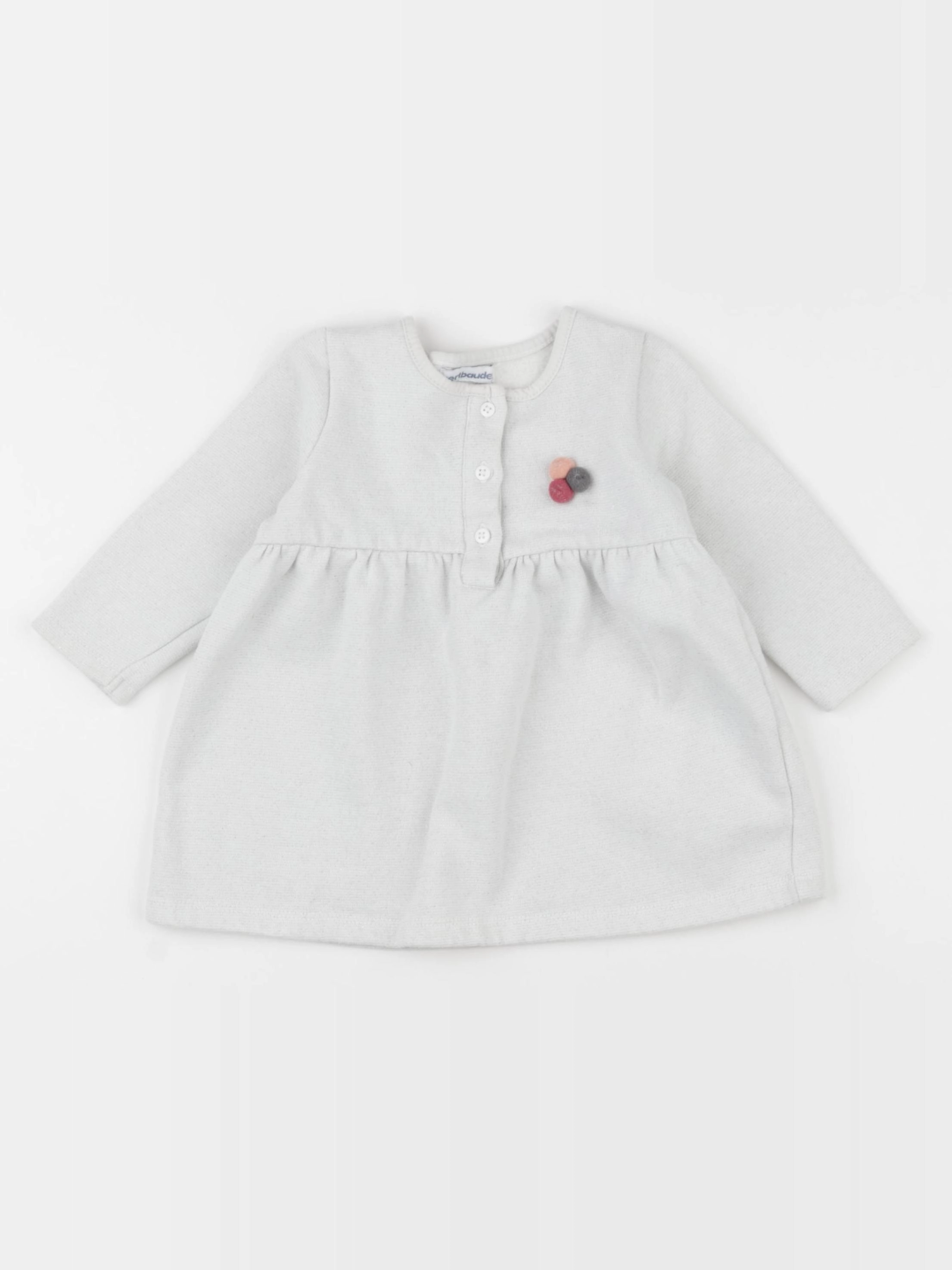 Vertbaudet - robe beige, argent - 12 mois