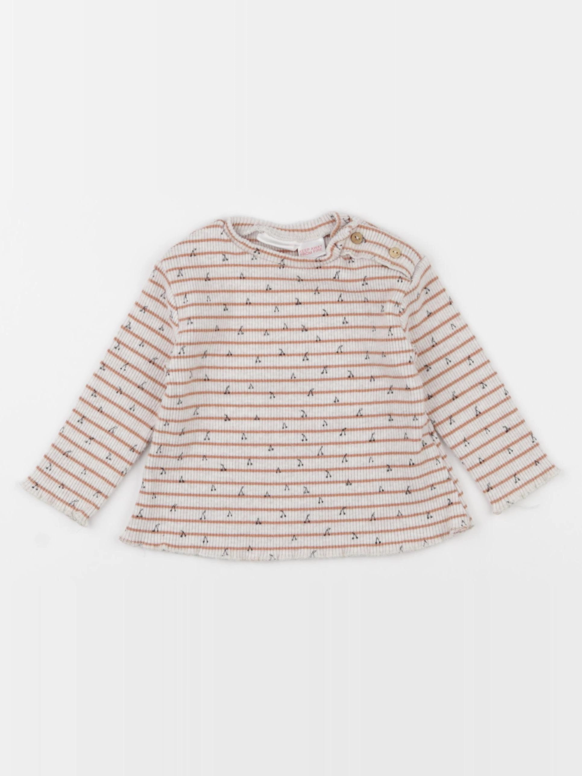 Zara - tee-shirt beige, marron - 6/9 mois