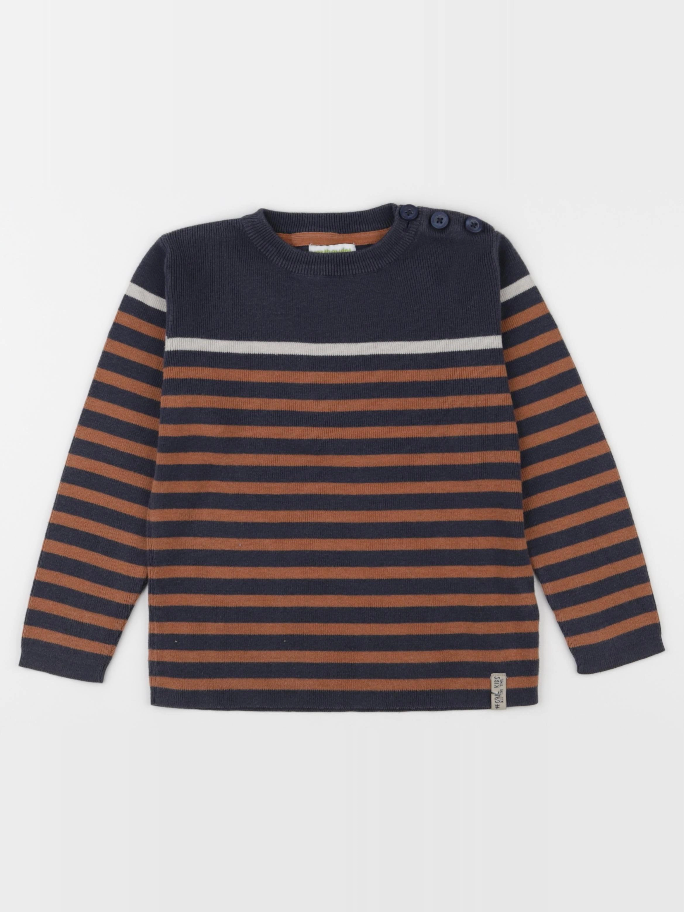 Vertbaudet - pull bleu, marron - 6 ans