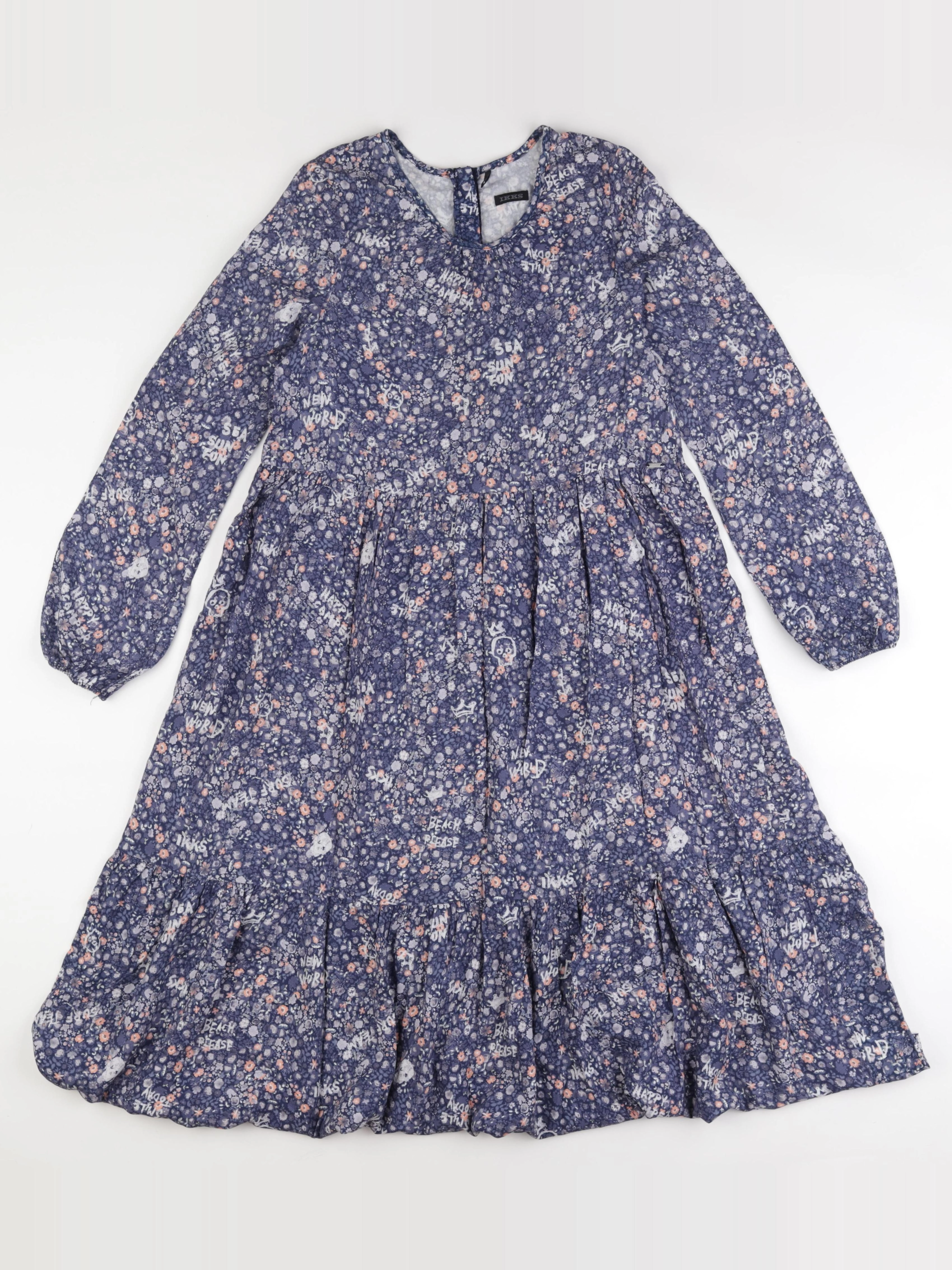 IKKS - robe bleu, rose - 10 ans