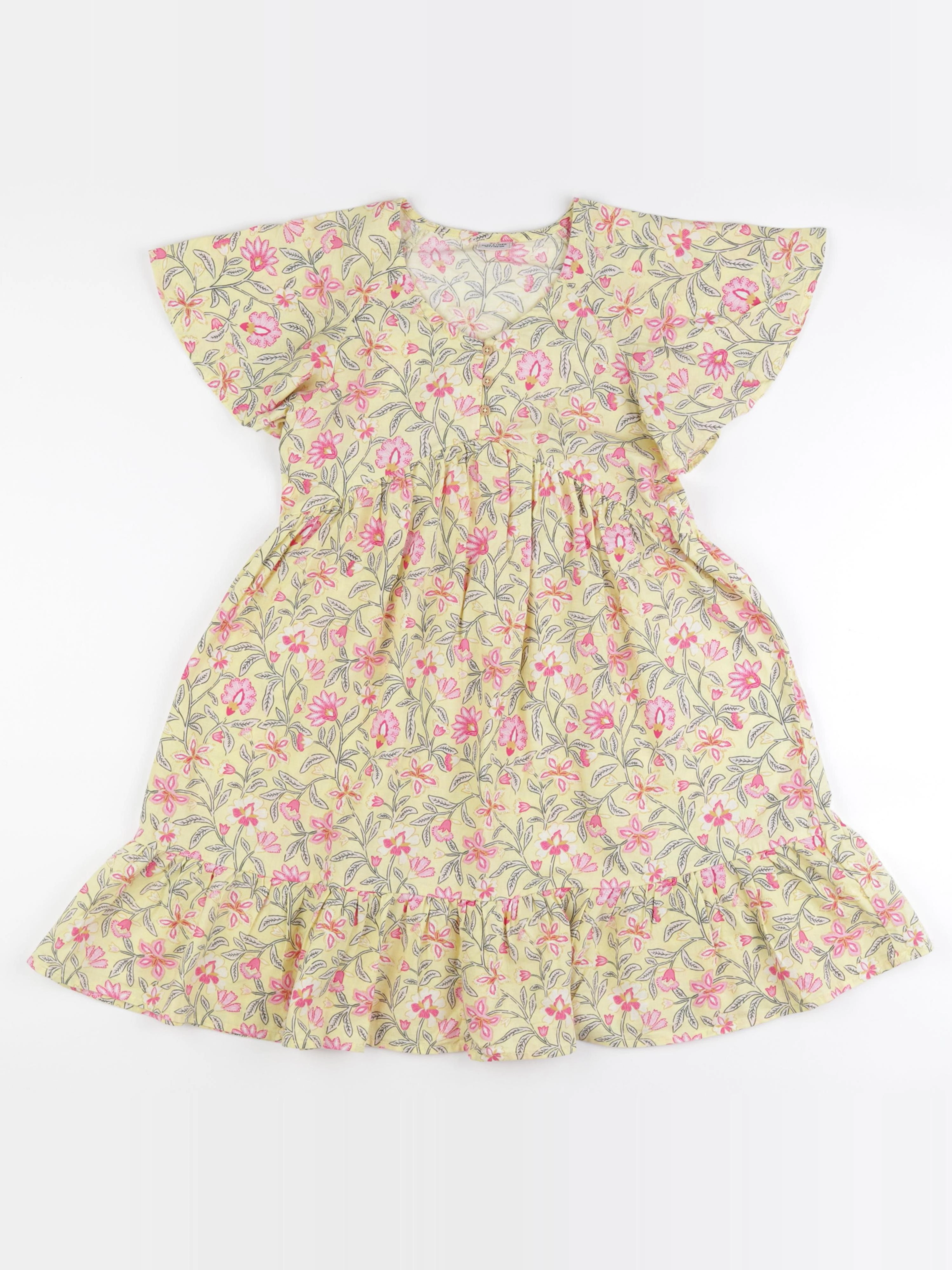 Tape à l'oeil - robe jaune, rose - 10 ans