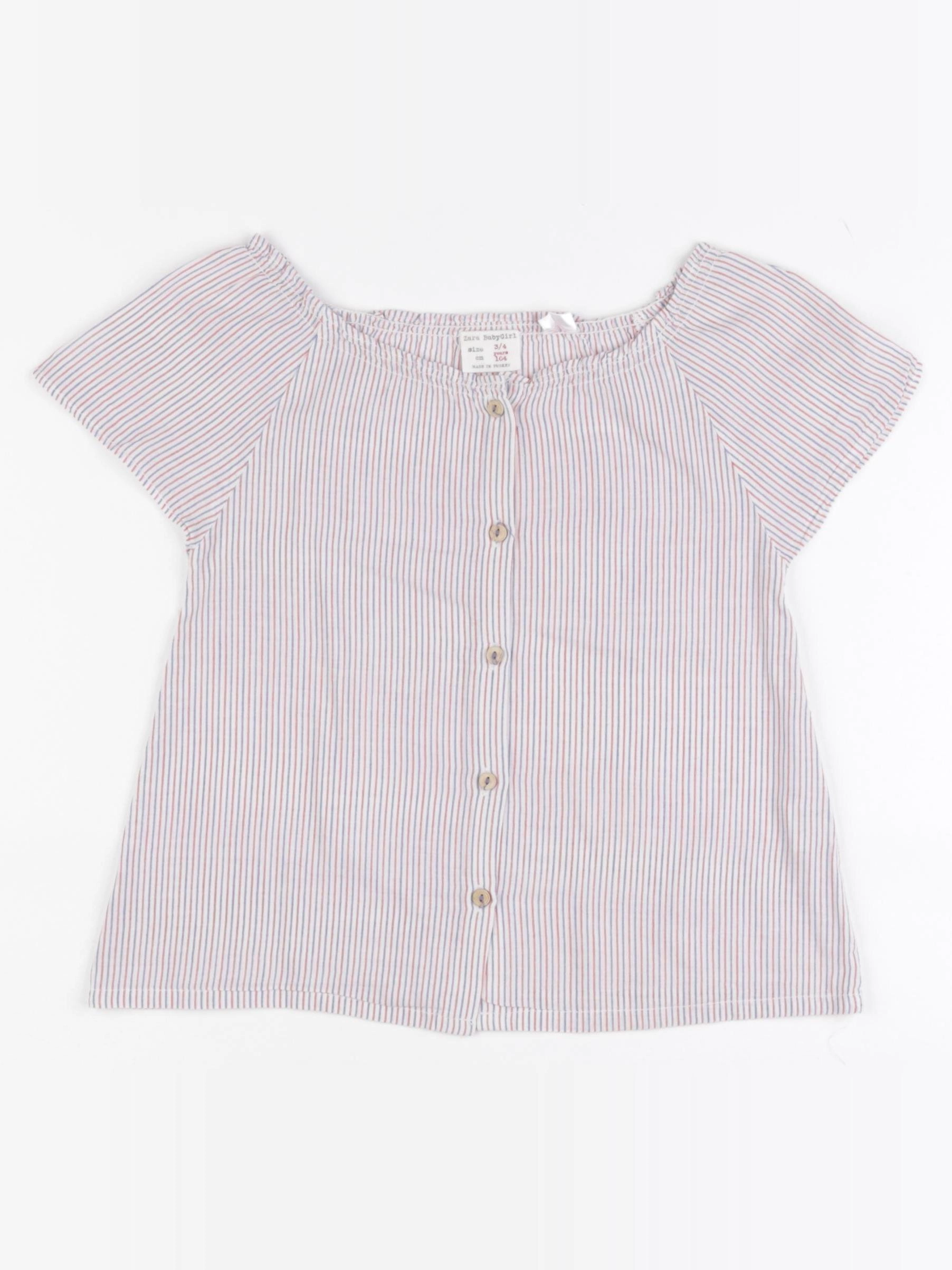 Zara - blouse blanc, bleu, rouge - 3/4 ans