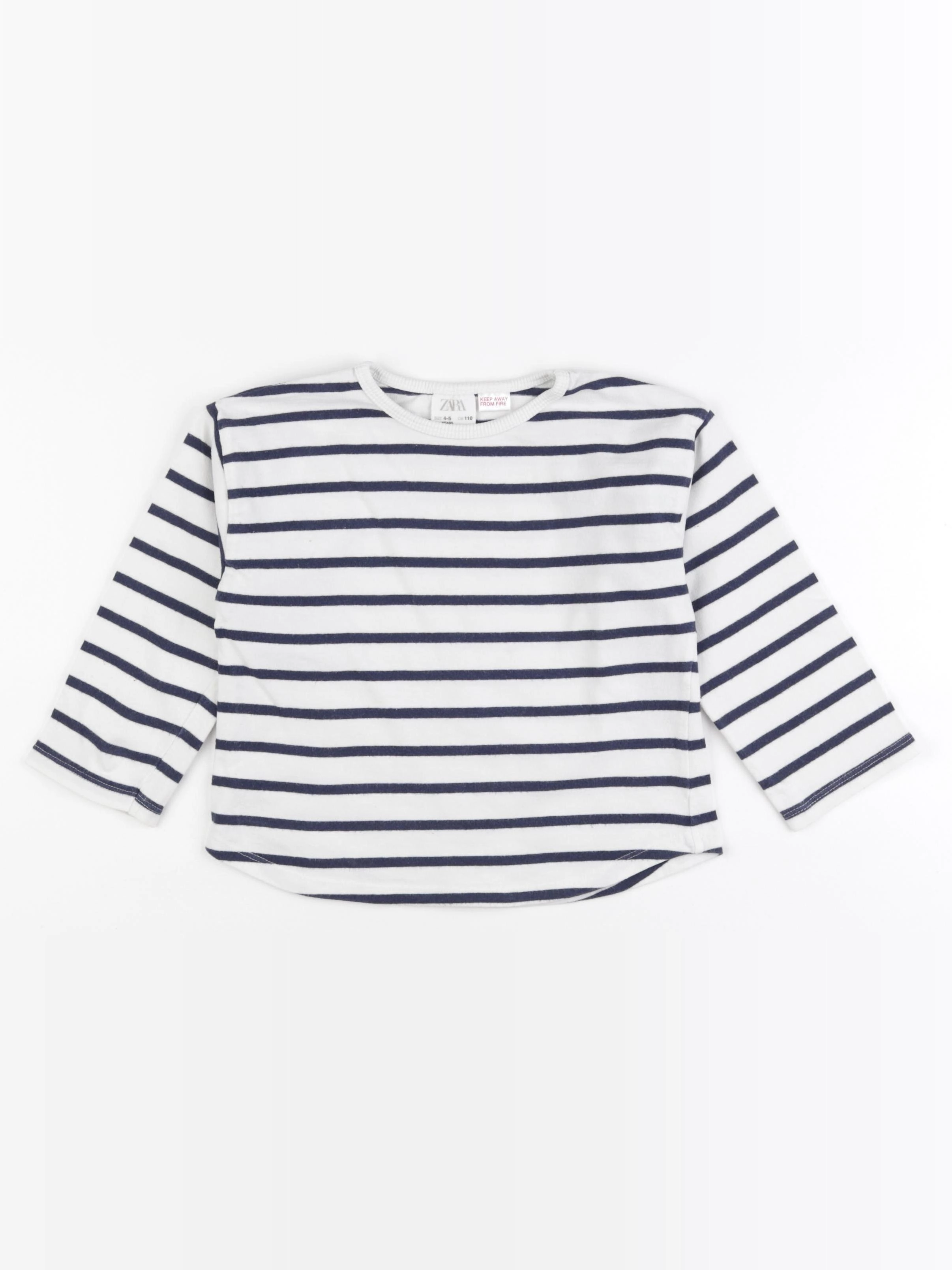 Zara - tee-shirt blanc, bleu - 4/5 ans