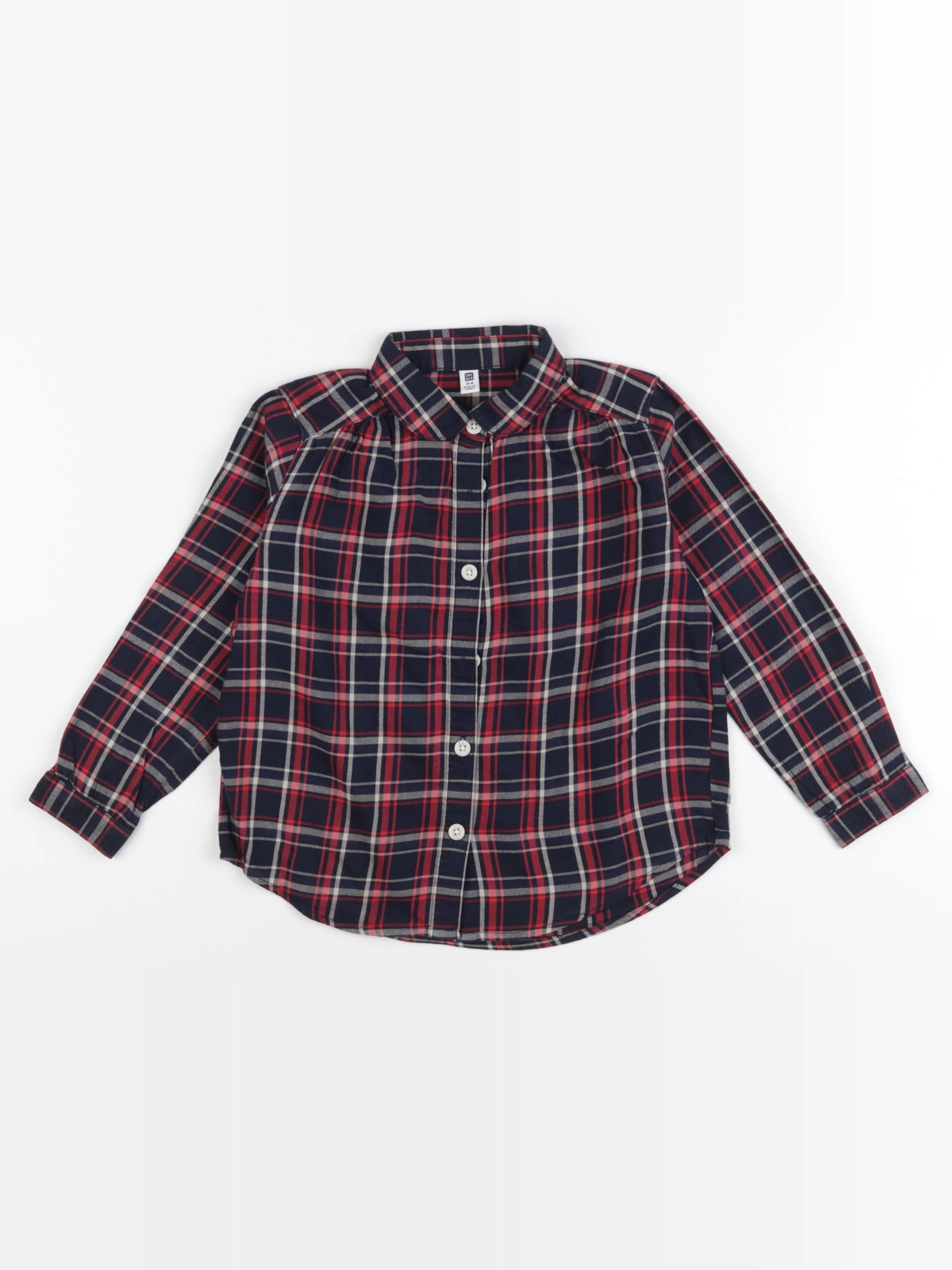 Uniqlo - blouse rouge, bleu - 3/4 ans