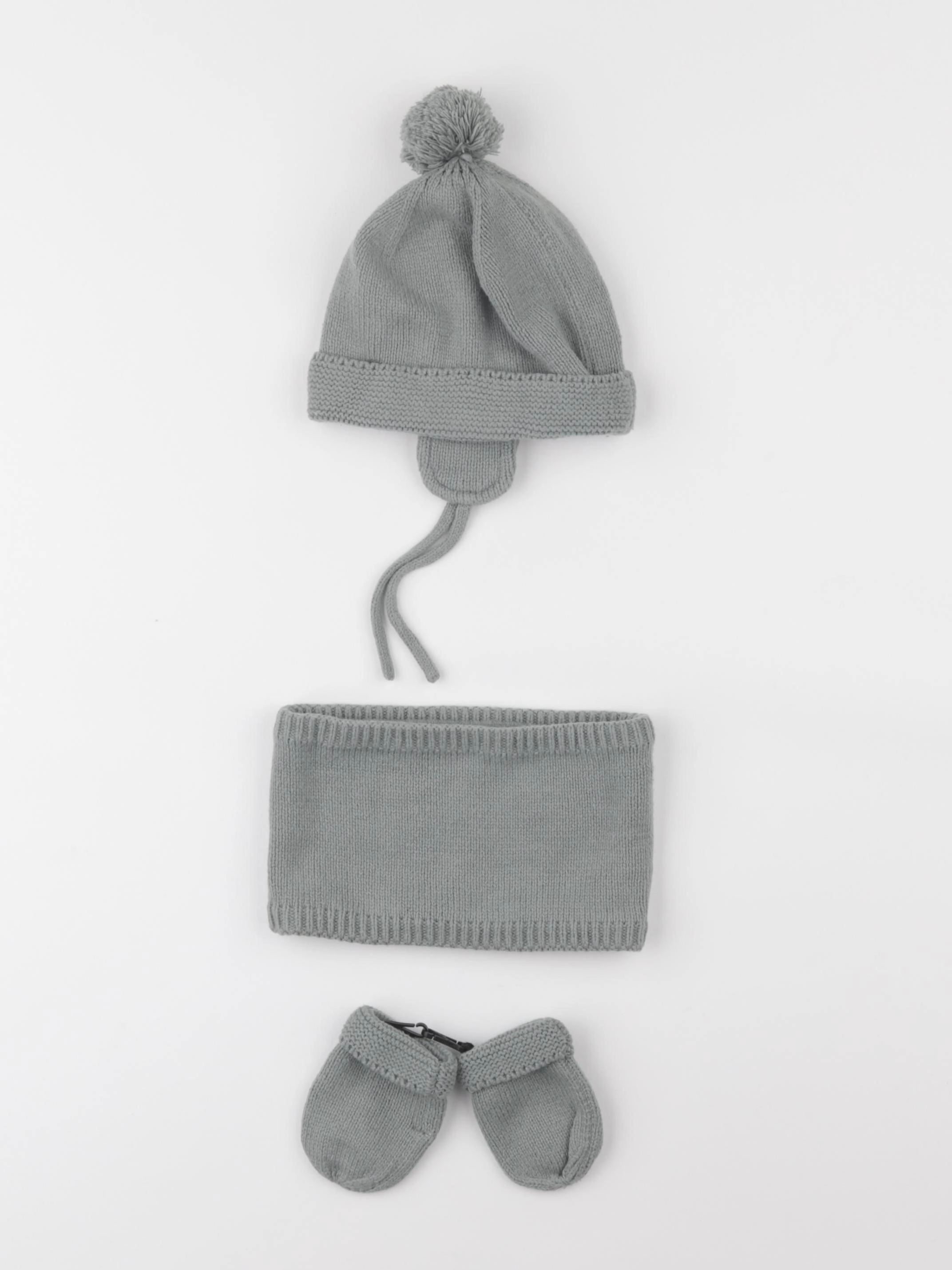 Vertbaudet - ensemble bonnet/moufles/tour de cou vert - 12/18 mois