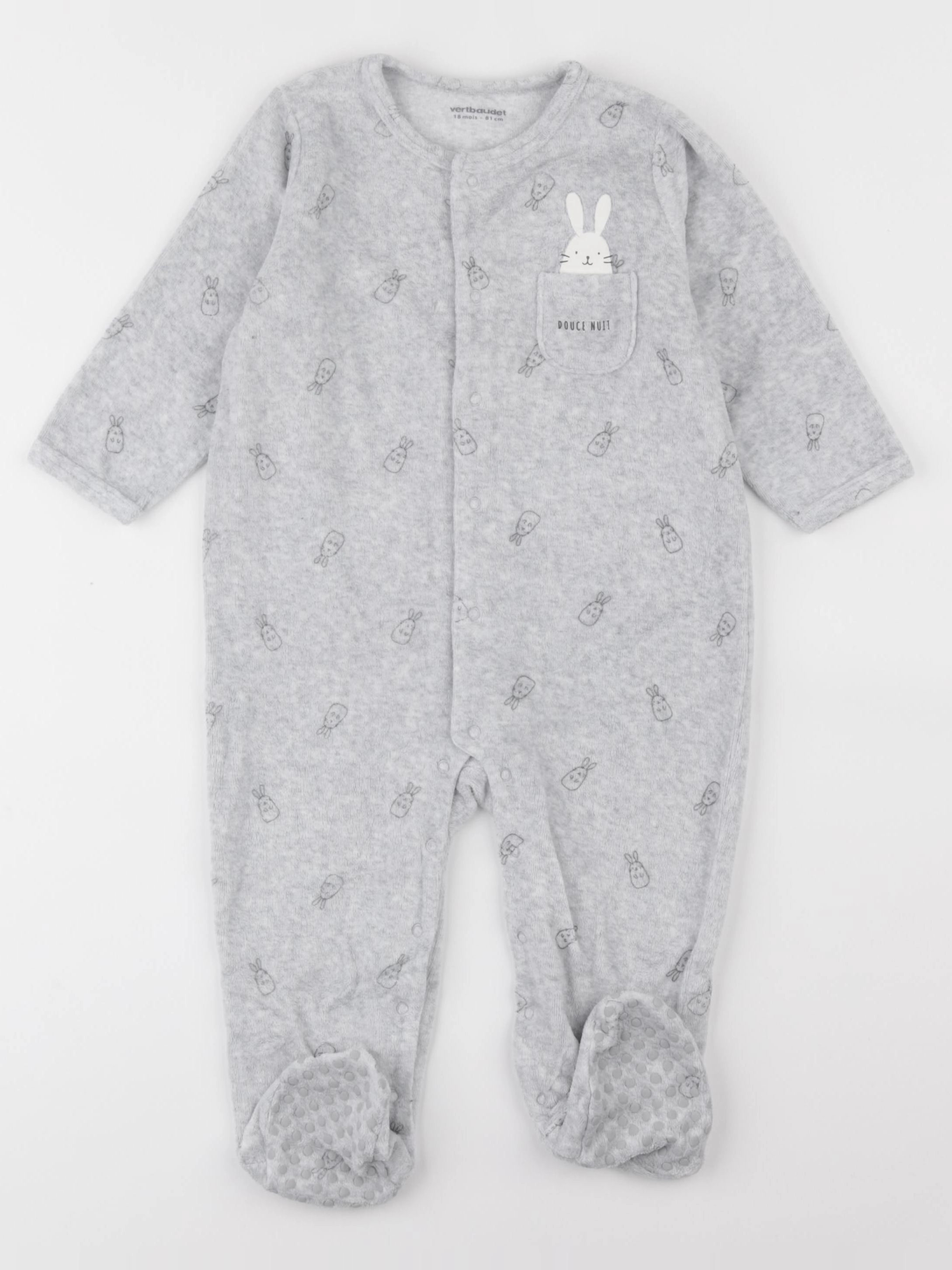 Vertbaudet - pyjama velours gris - 18 mois