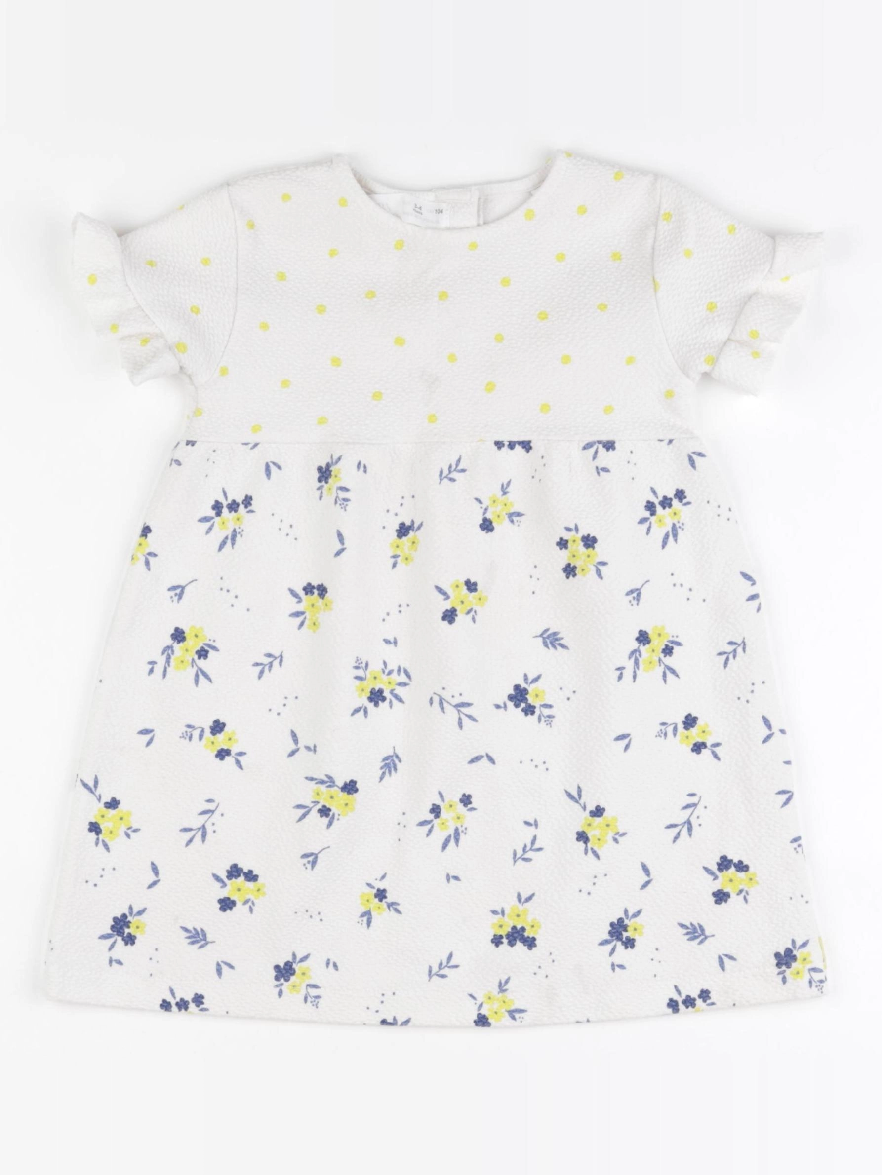 Zara - robe bleu, blanc, jaune - 3/4 ans