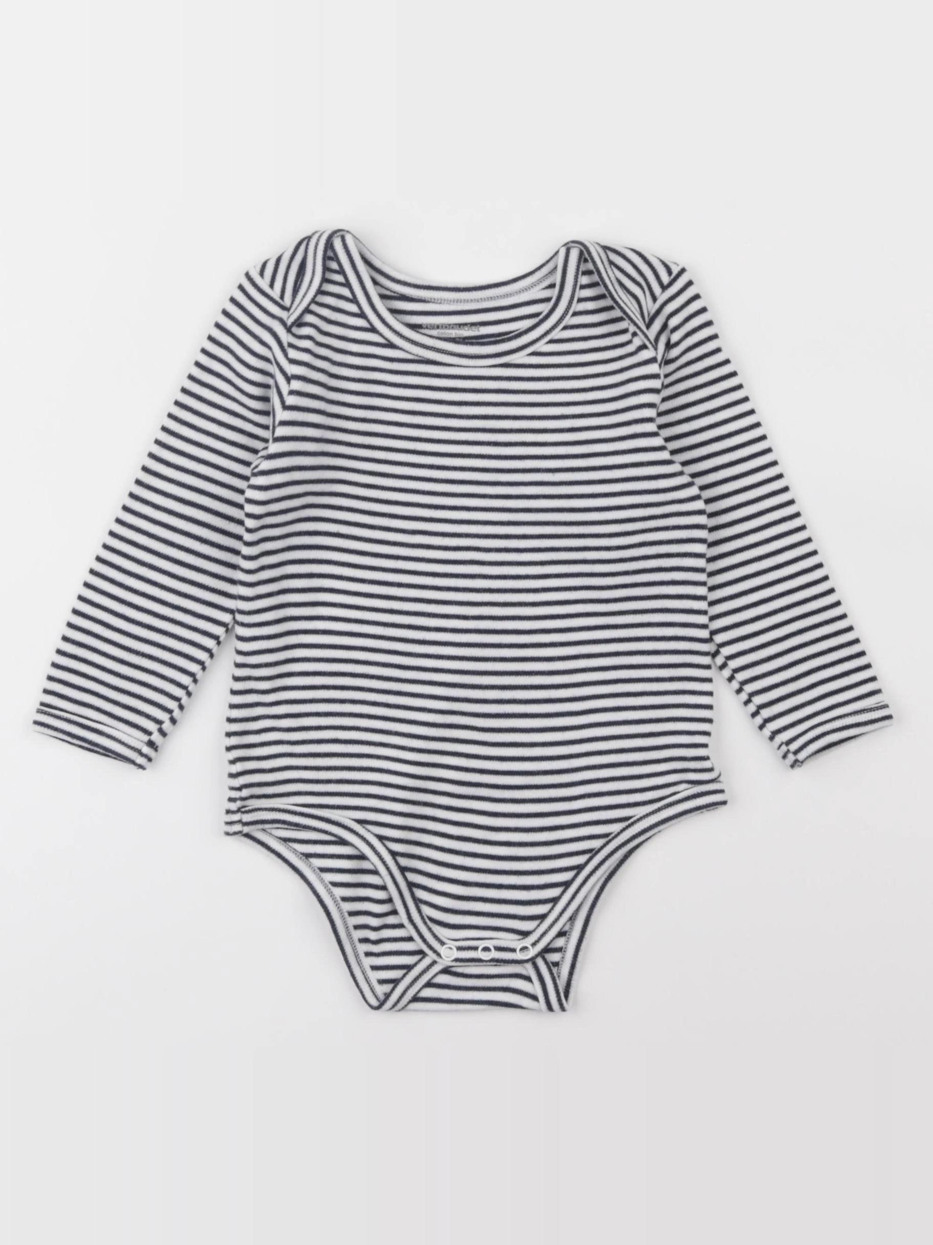 Vertbaudet - body bleu, blanc - 18 mois