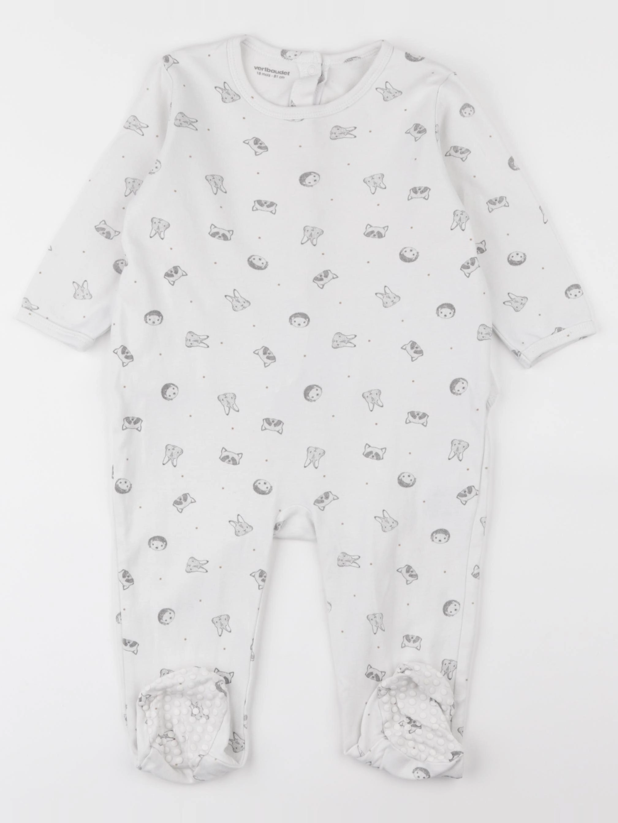Vertbaudet - pyjama coton blanc - 18 mois