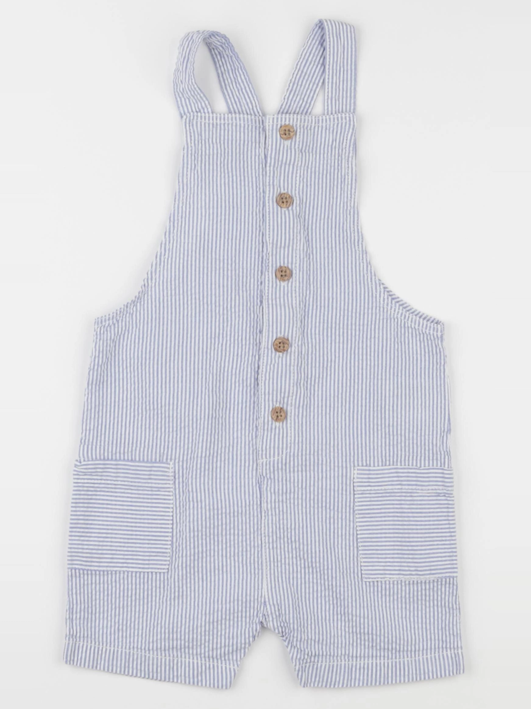 H&M - salopette bleu, blanc - 18/24 mois