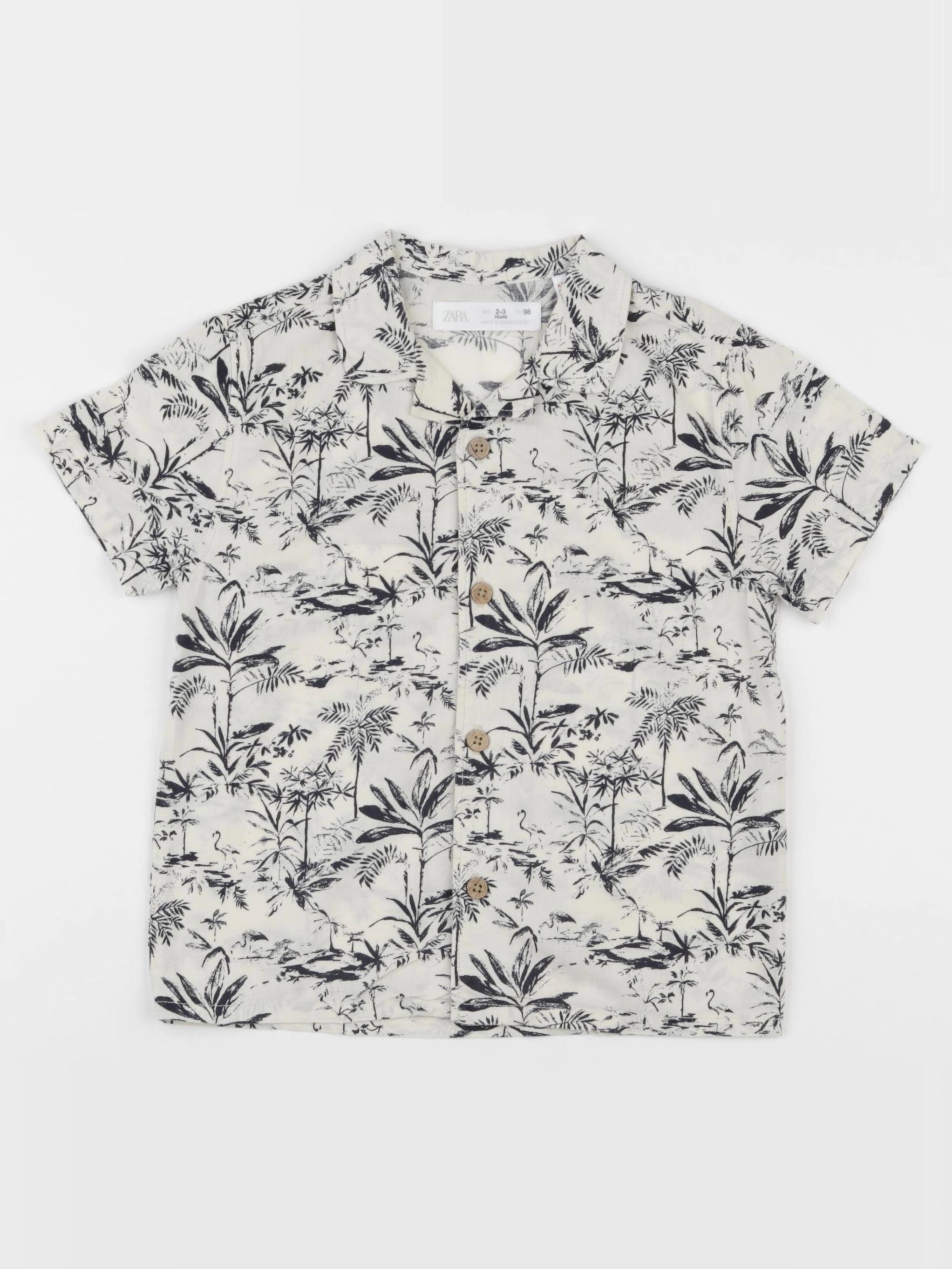 Zara - chemise beige, noir - 2/3 ans