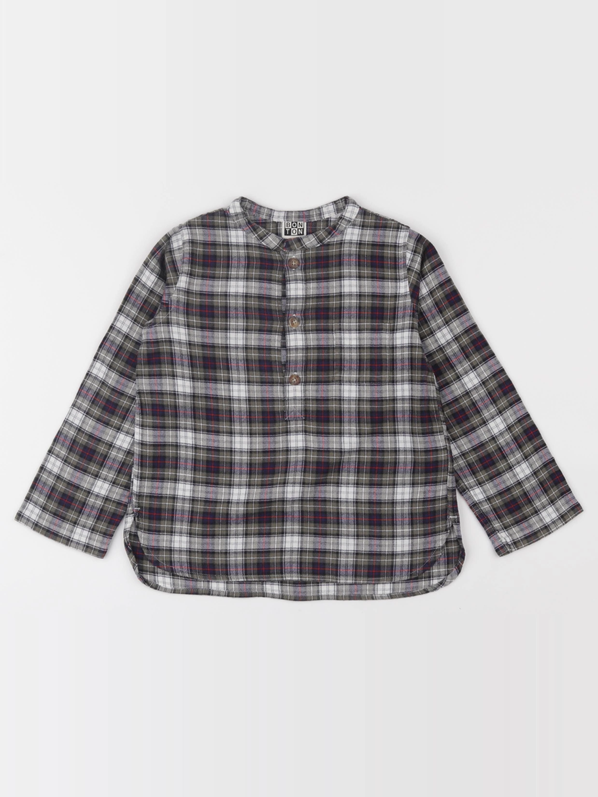 Bonton - chemise bleu, vert - 4 ans