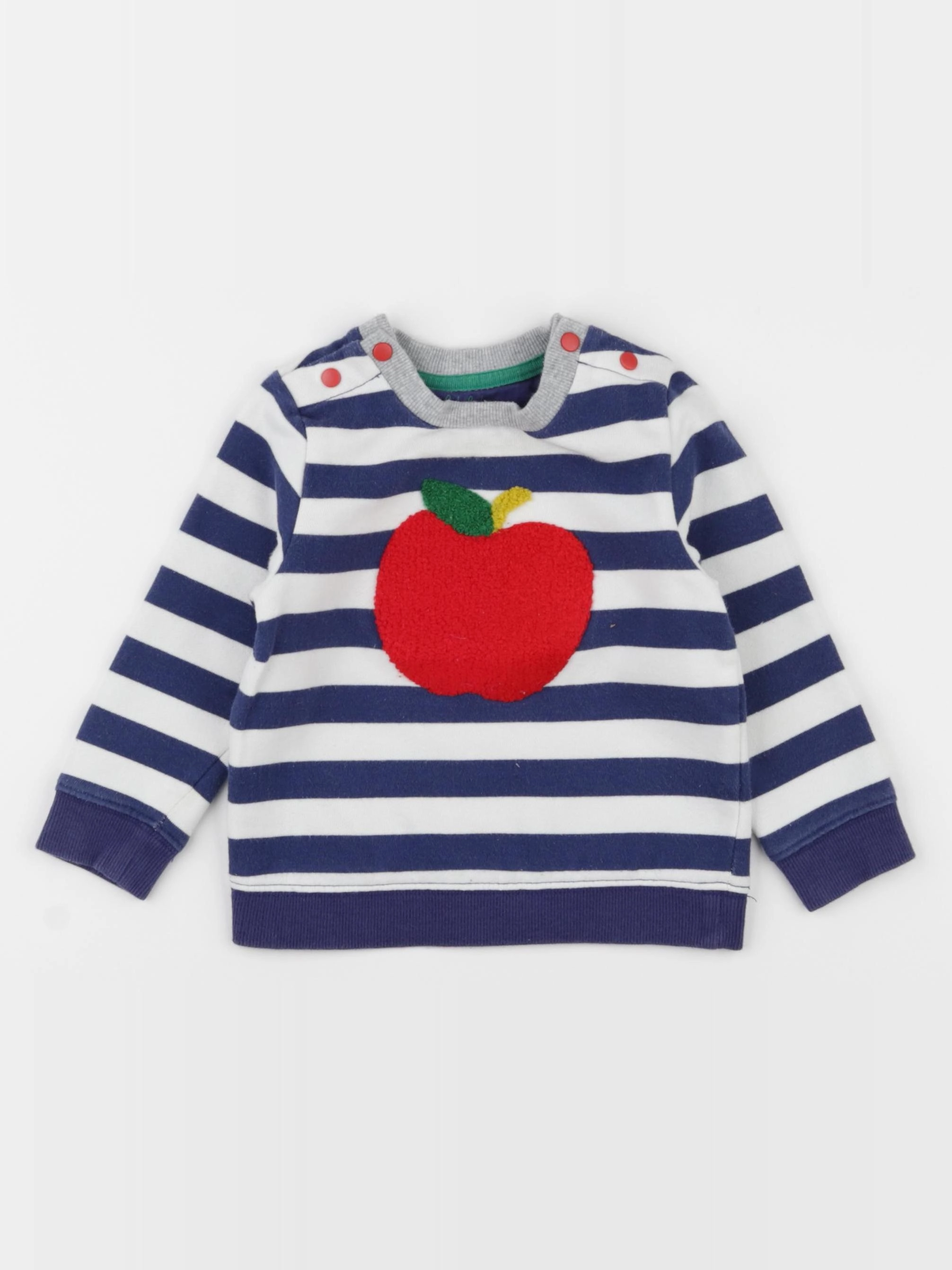 Baby Boden - sweat bleu, blanc - 6/12 mois