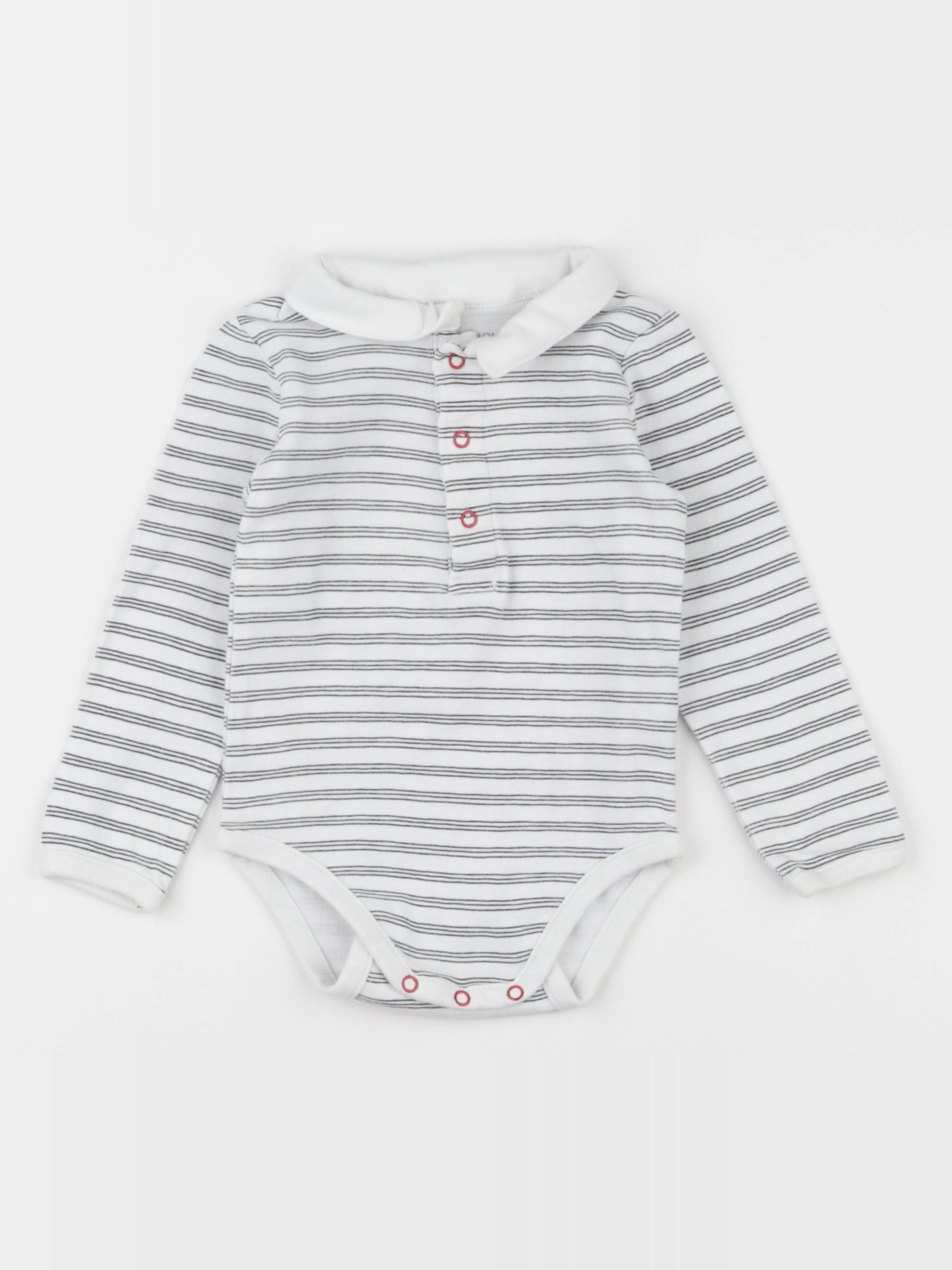 Boutchou - body à col blanc, gris - 18 mois