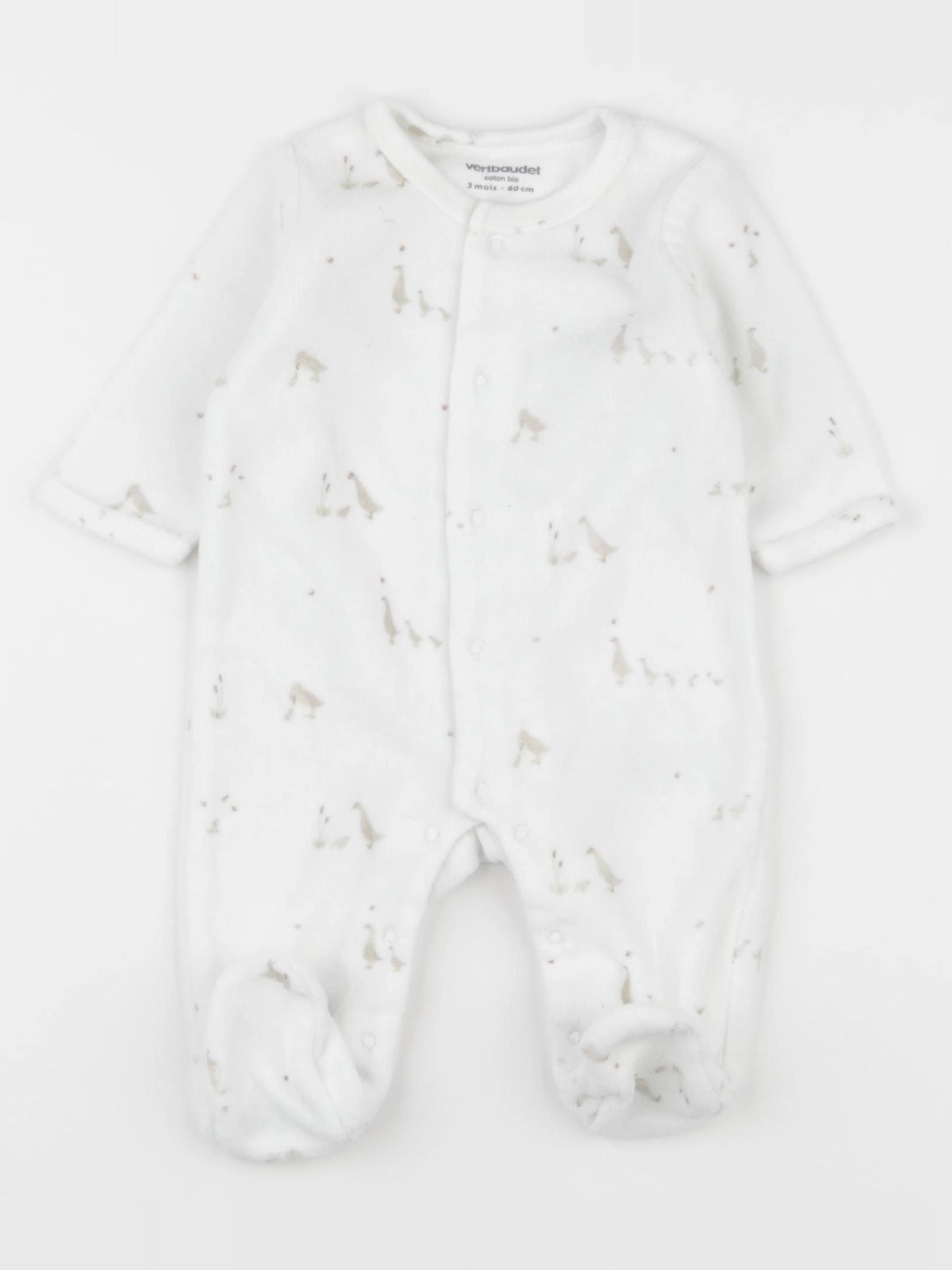 Vertbaudet - pyjama velours blanc - 3 mois