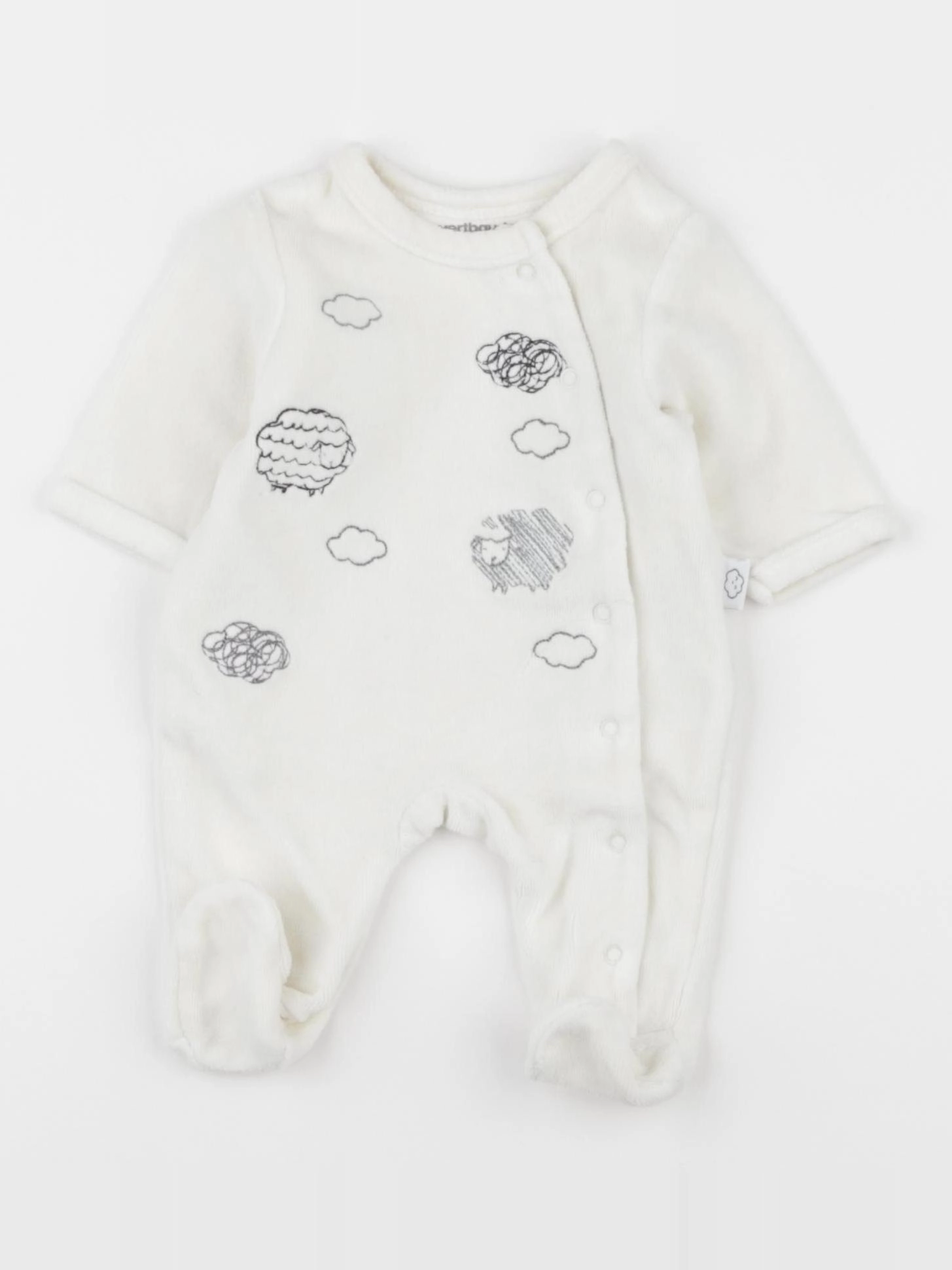 Vertbaudet - pyjama velours blanc - 0 mois