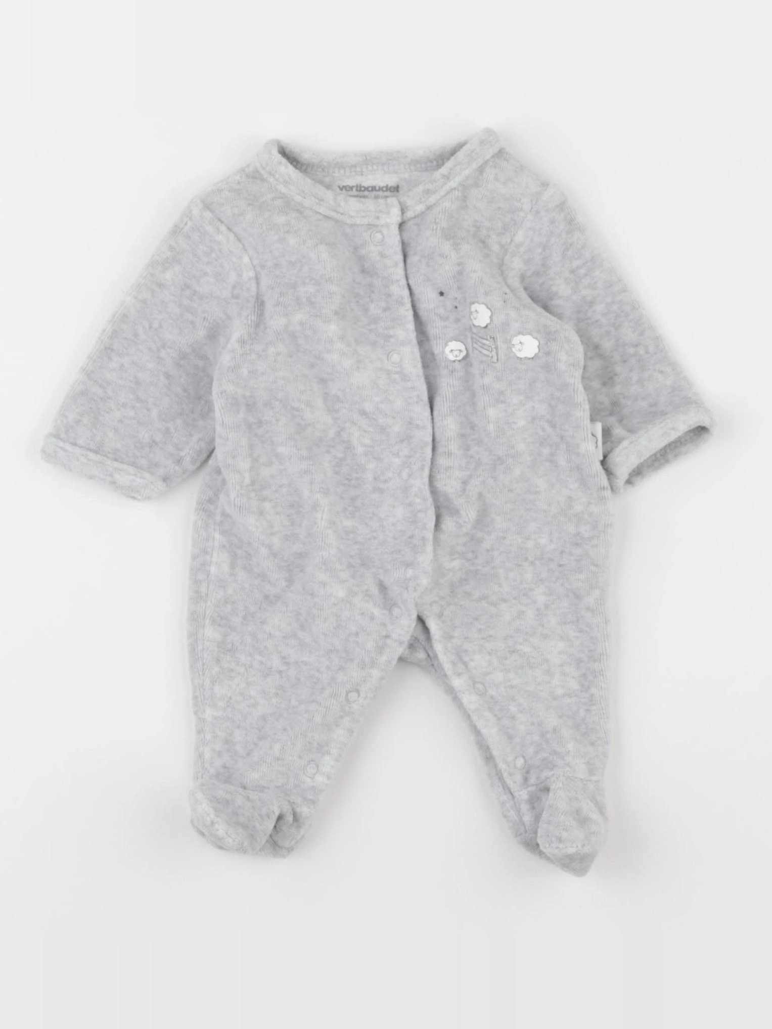 Vertbaudet - pyjama velours gris - 0 mois