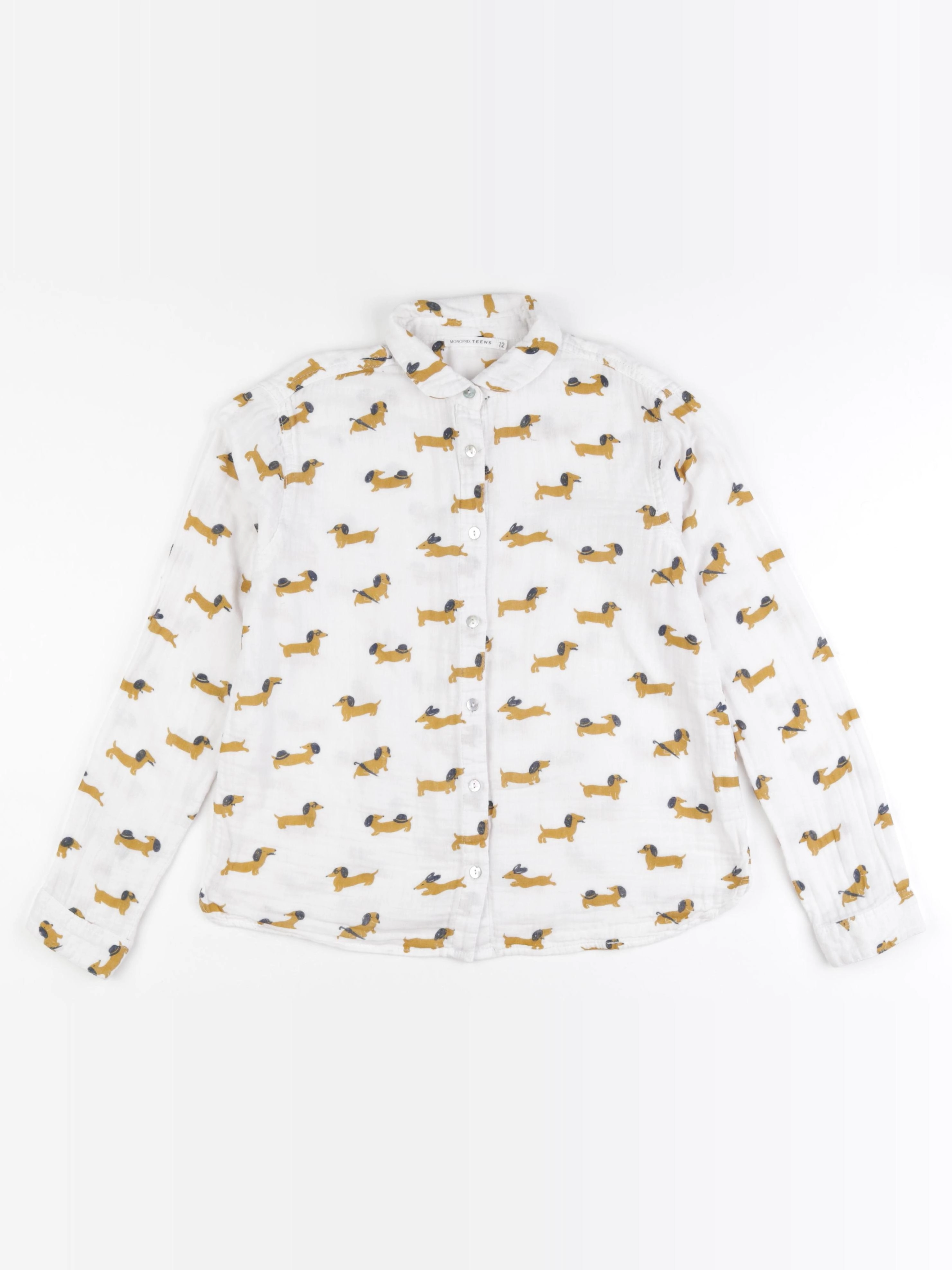 Monoprix - blouse blanc, marron - 12 ans