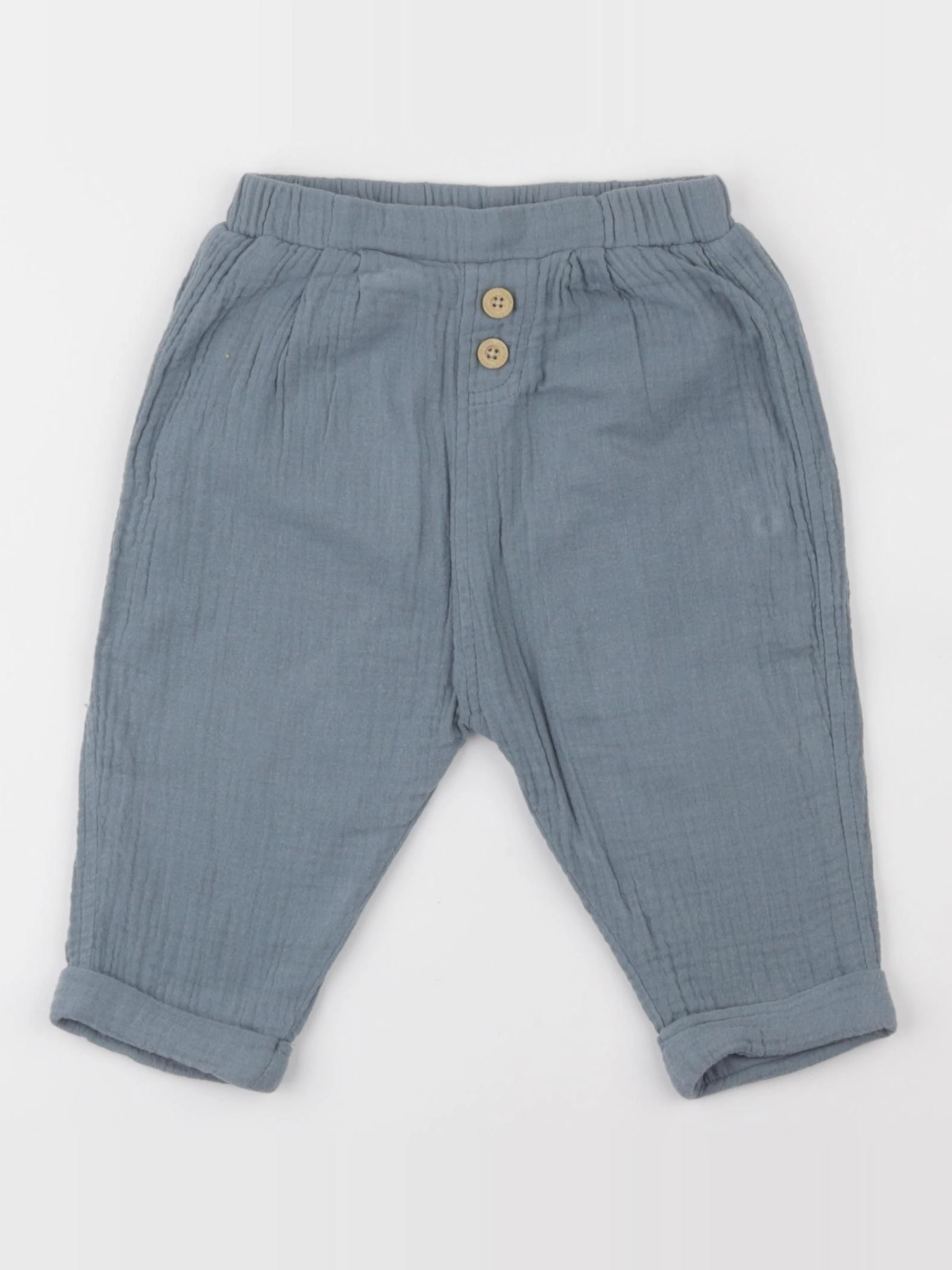 Vertbaudet - pantalon bleu - 12 mois