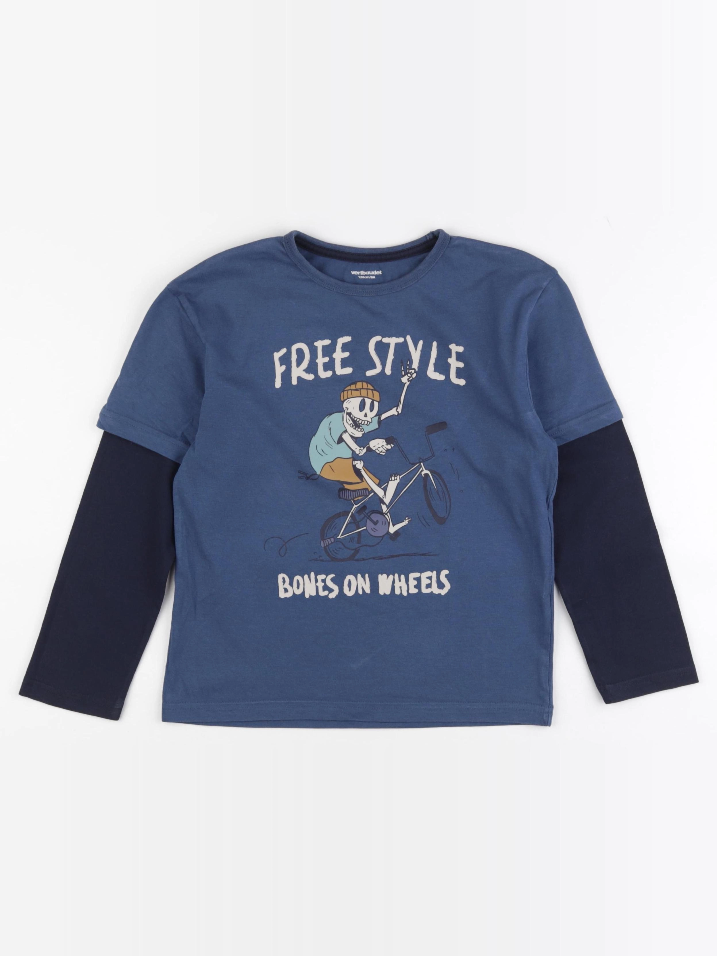 Vertbaudet - tee-shirt bleu - 8 ans