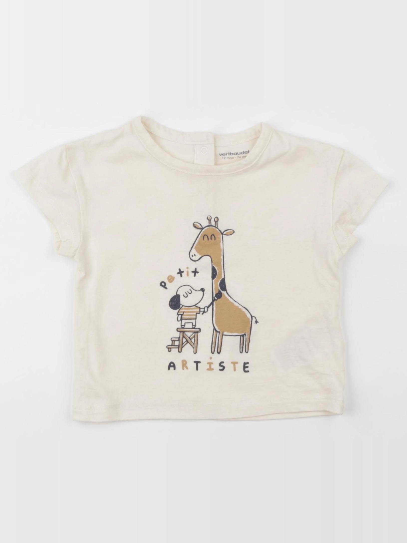 Vertbaudet - tee-shirt beige - 12 mois