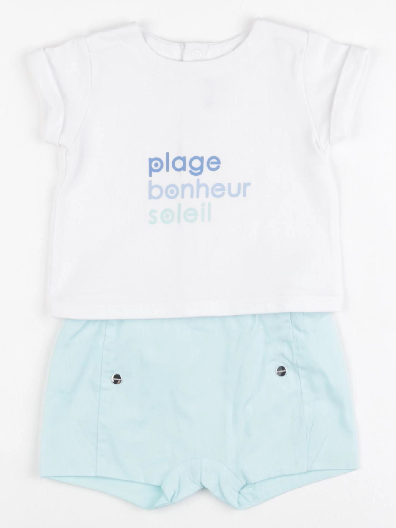 Jacadi - ensemble blanc, bleu - 6 mois