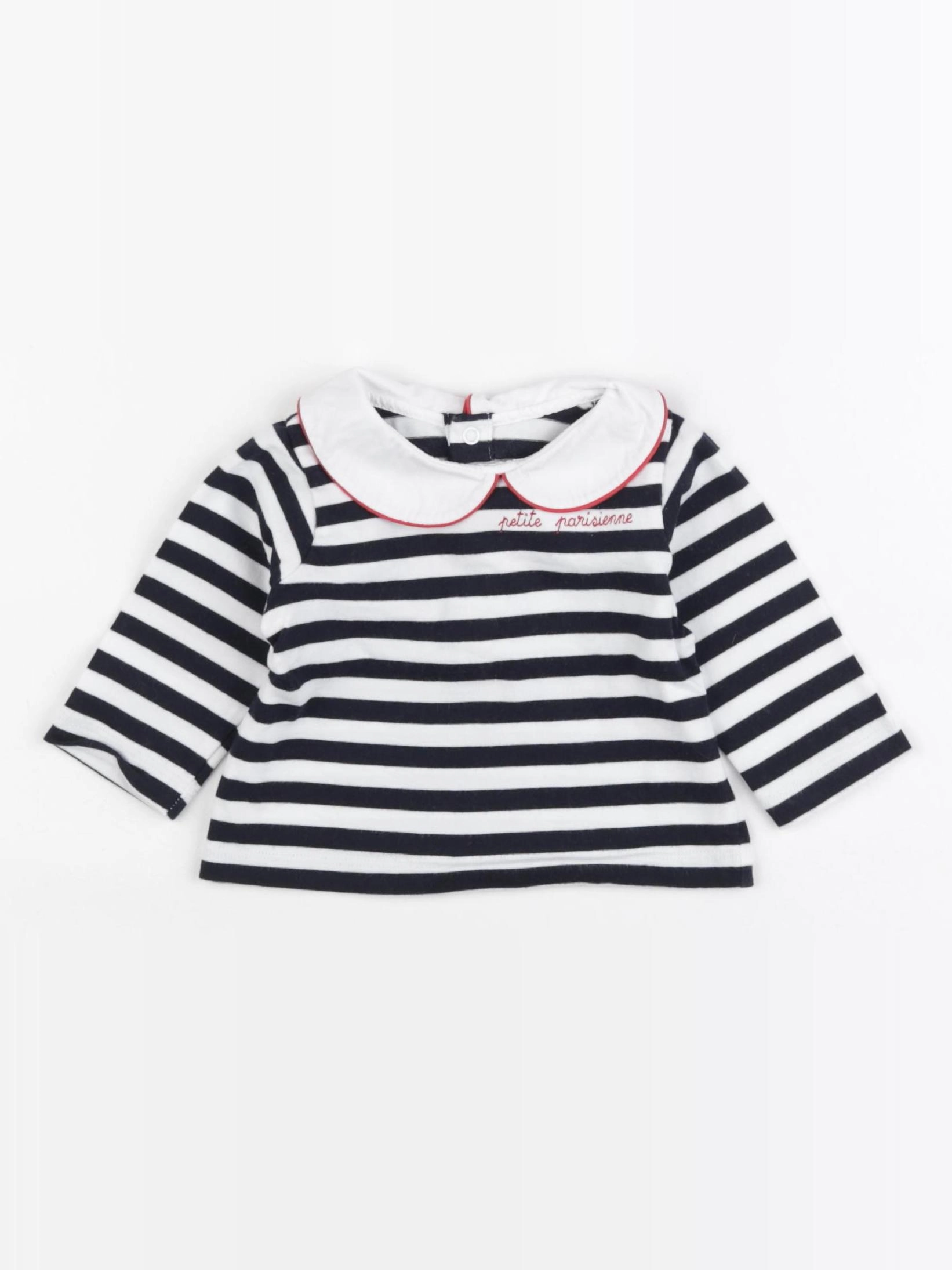 Jacadi - tee-shirt blanc, bleu - 6 mois