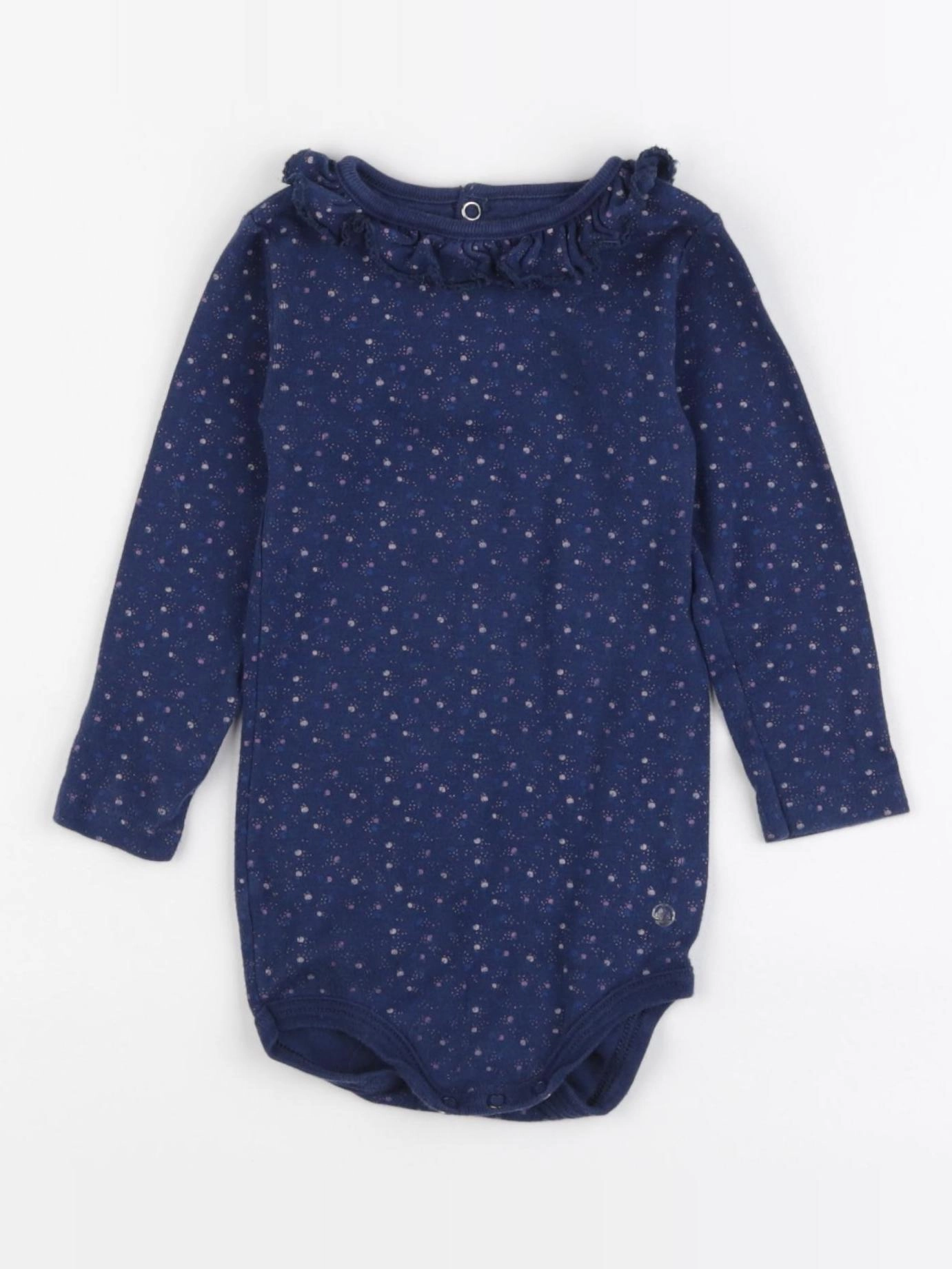 Petit Bateau - body à col bleu - 12 mois