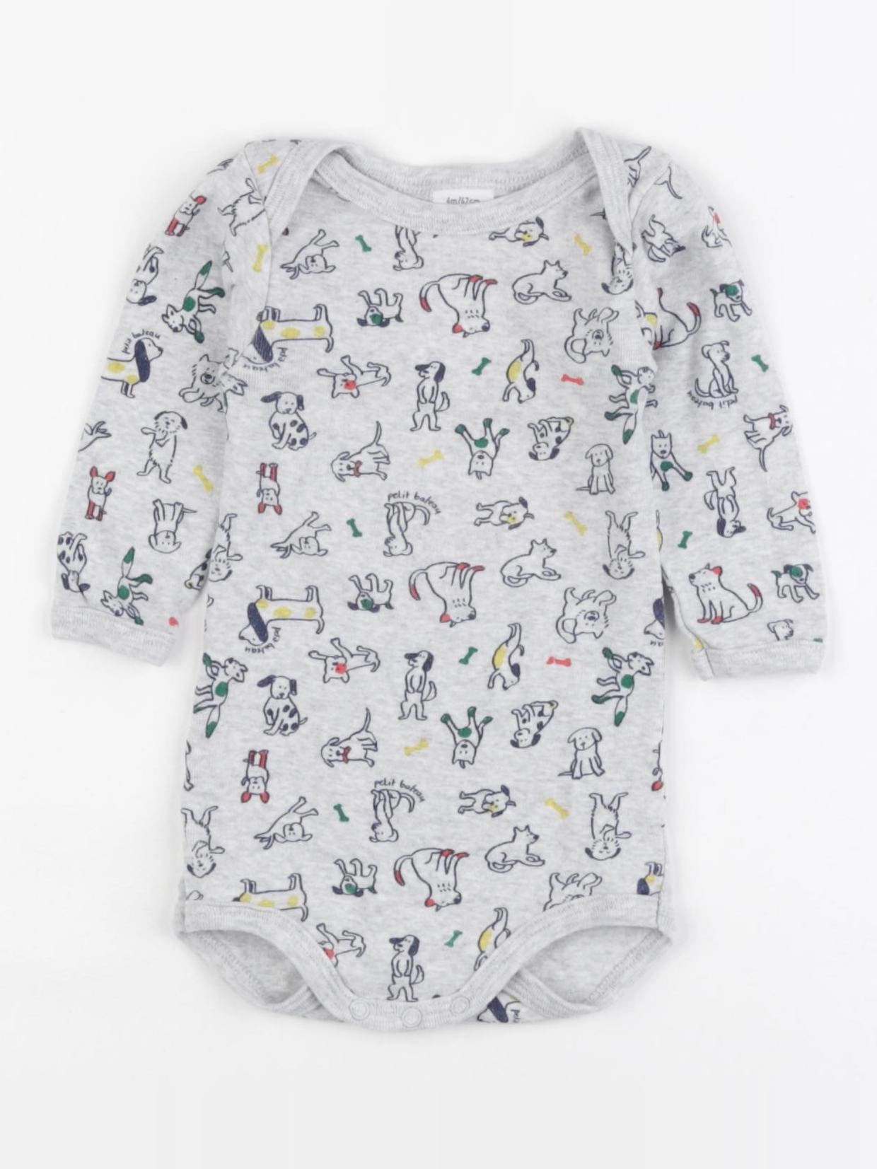 Petit Bateau - body gris - 6 mois