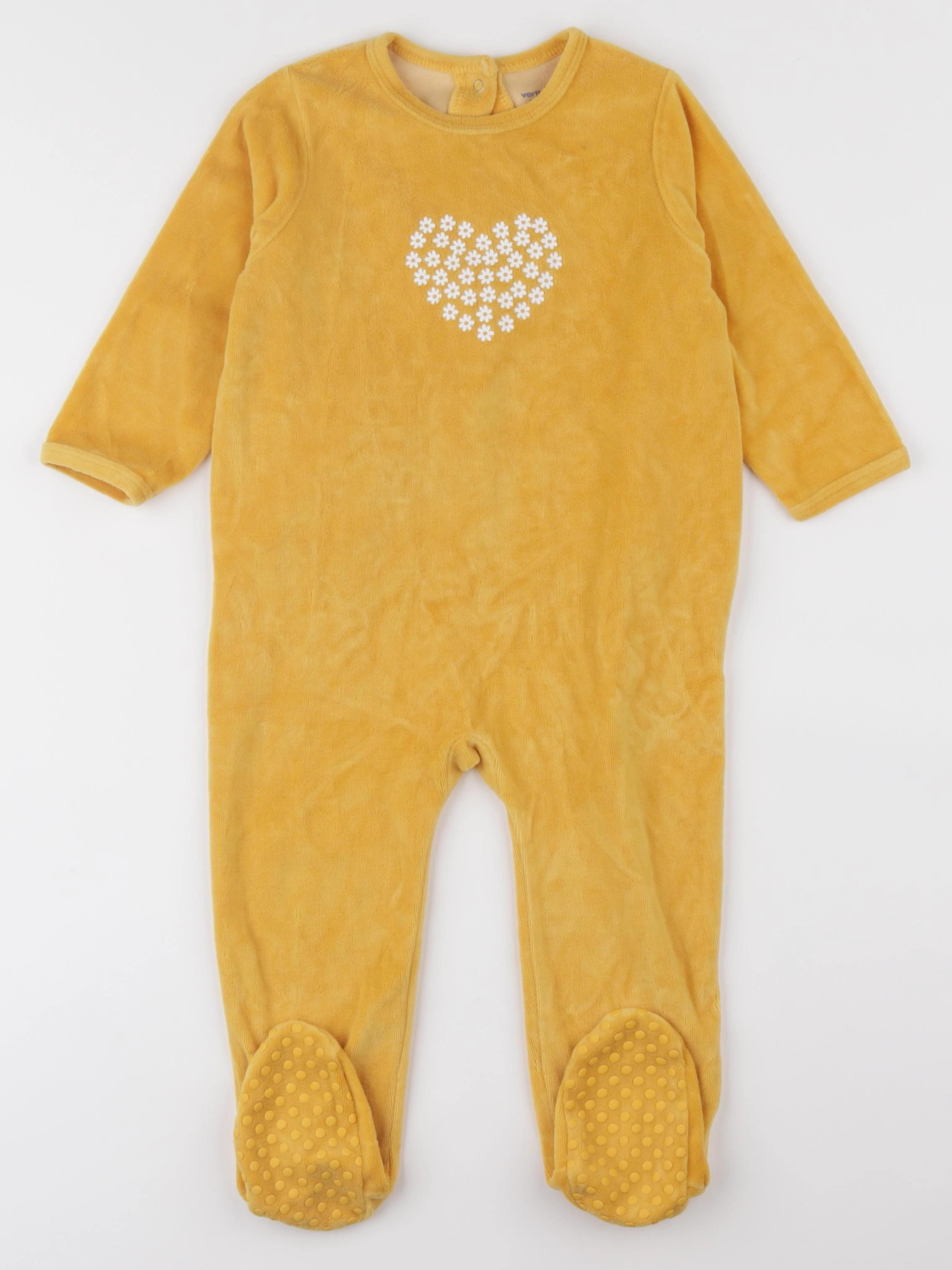 Vertbaudet - pyjama velours jaune - 2 ans