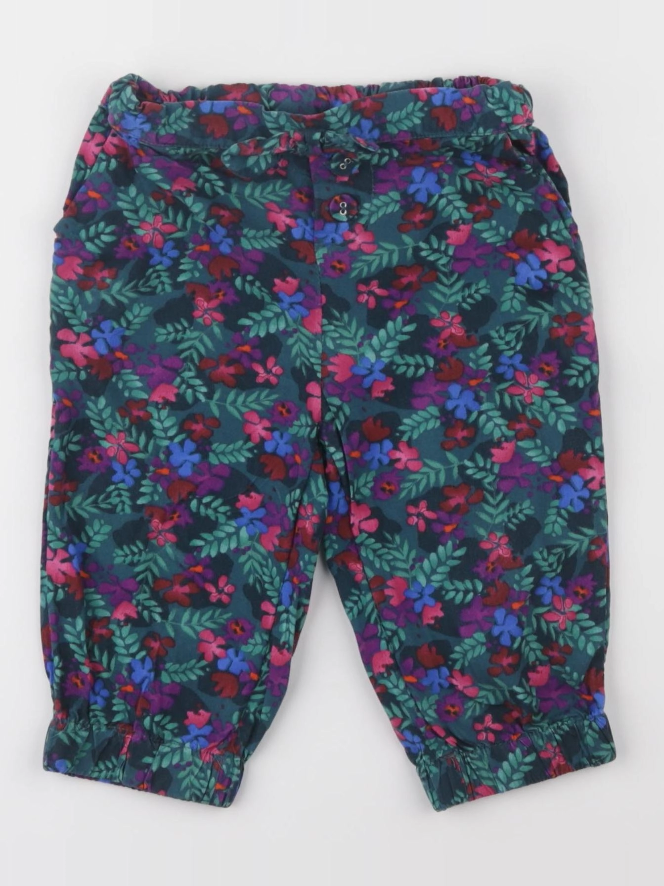 Vertbaudet - pantacourt vert, violet, rose - 2 ans