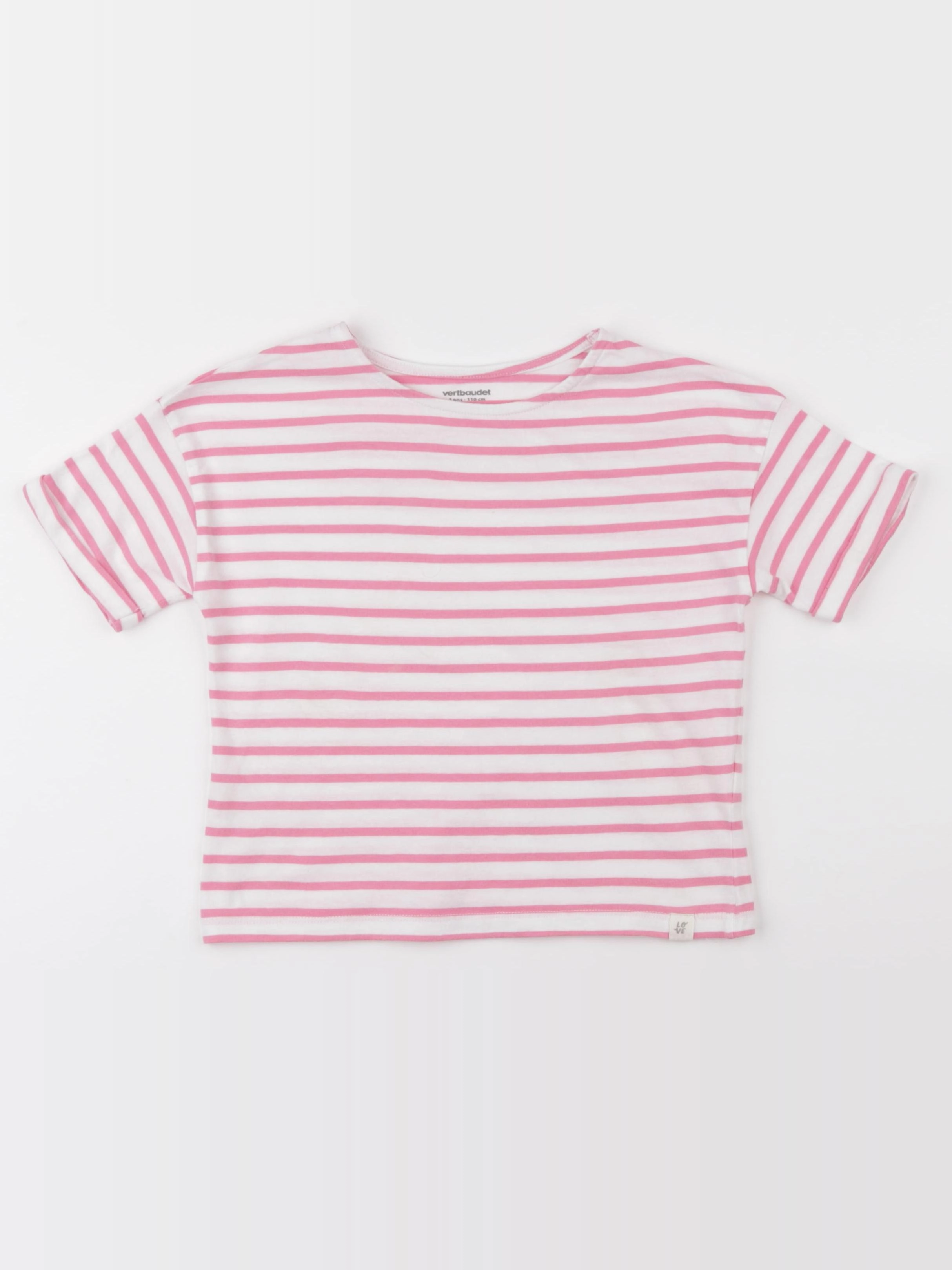 Vertbaudet - tee-shirt blanc, rose - 5 ans
