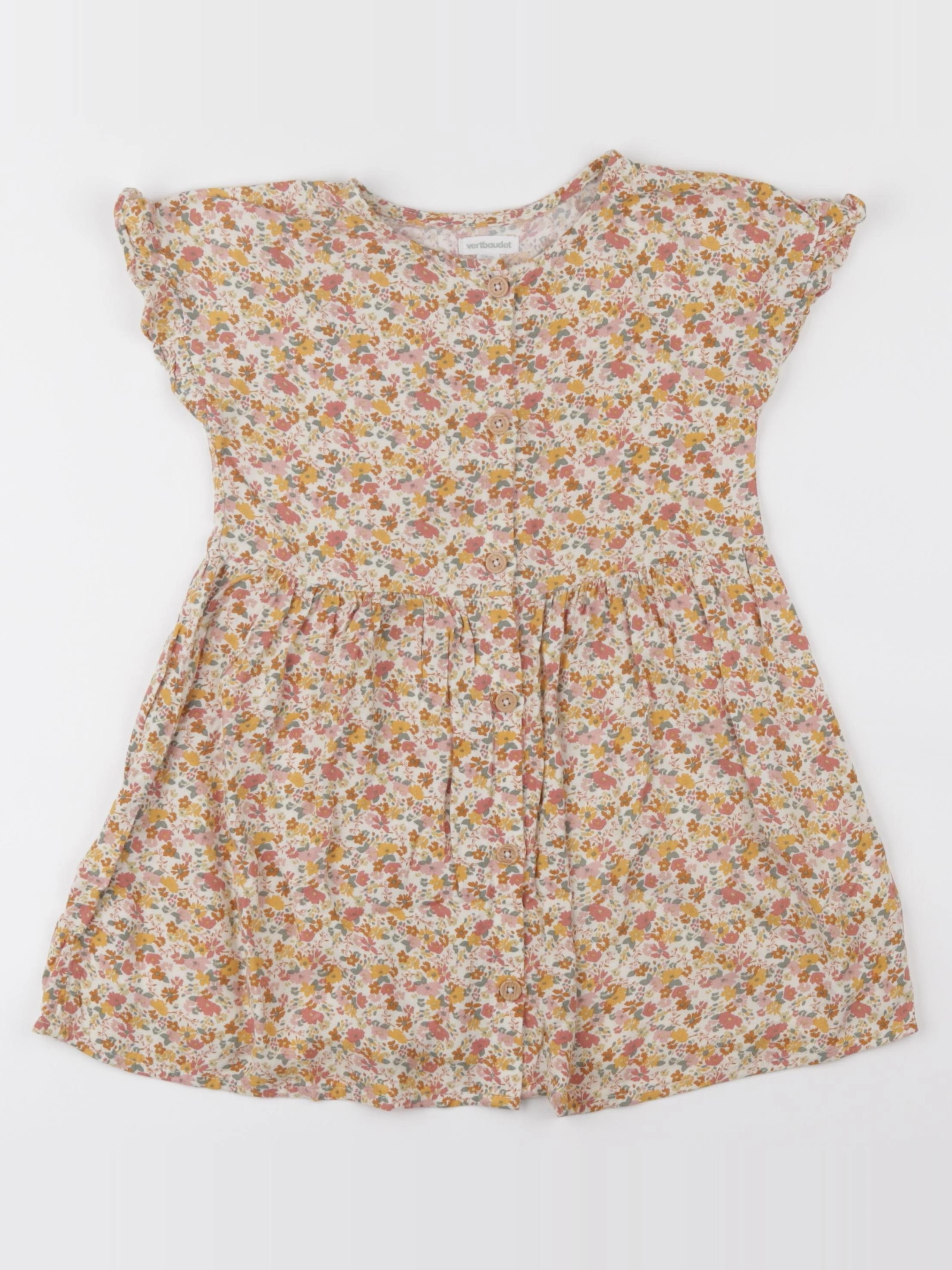 Vertbaudet - robe jaune, marron, orange - 4 ans