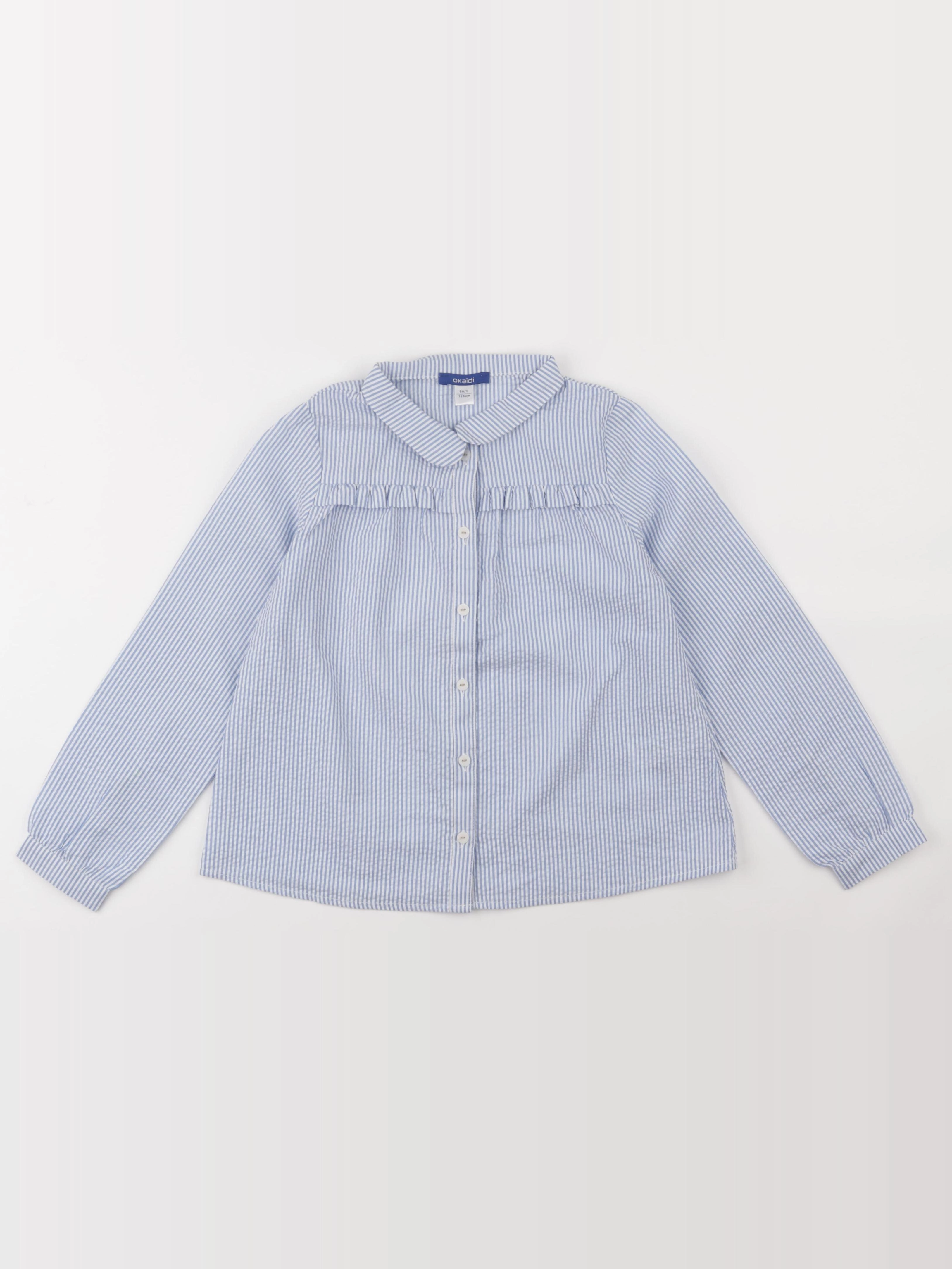 Okaidi - blouse bleu, blanc - 8 ans