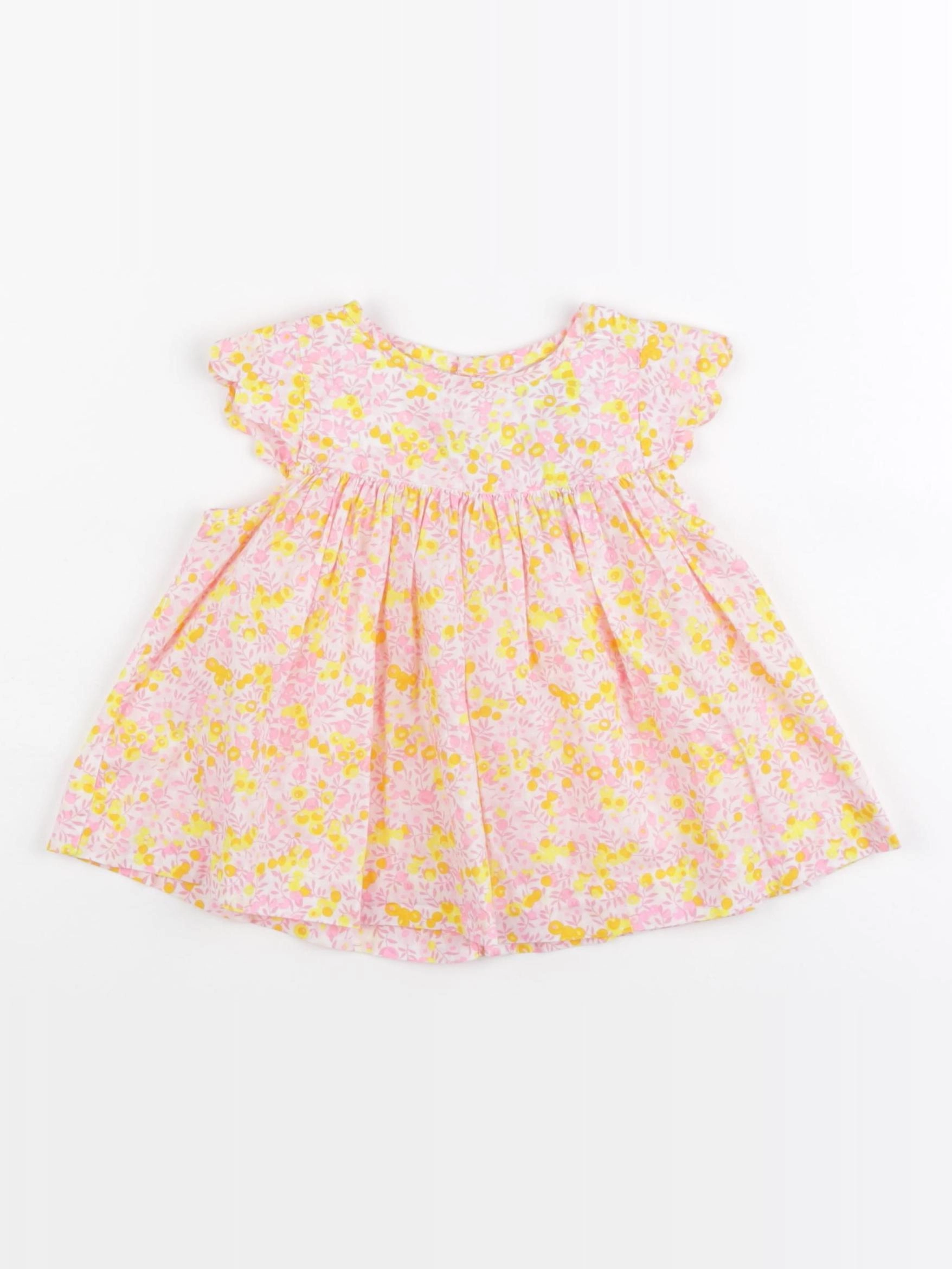 Jacadi - blouse liberty jaune, rose - 18 mois