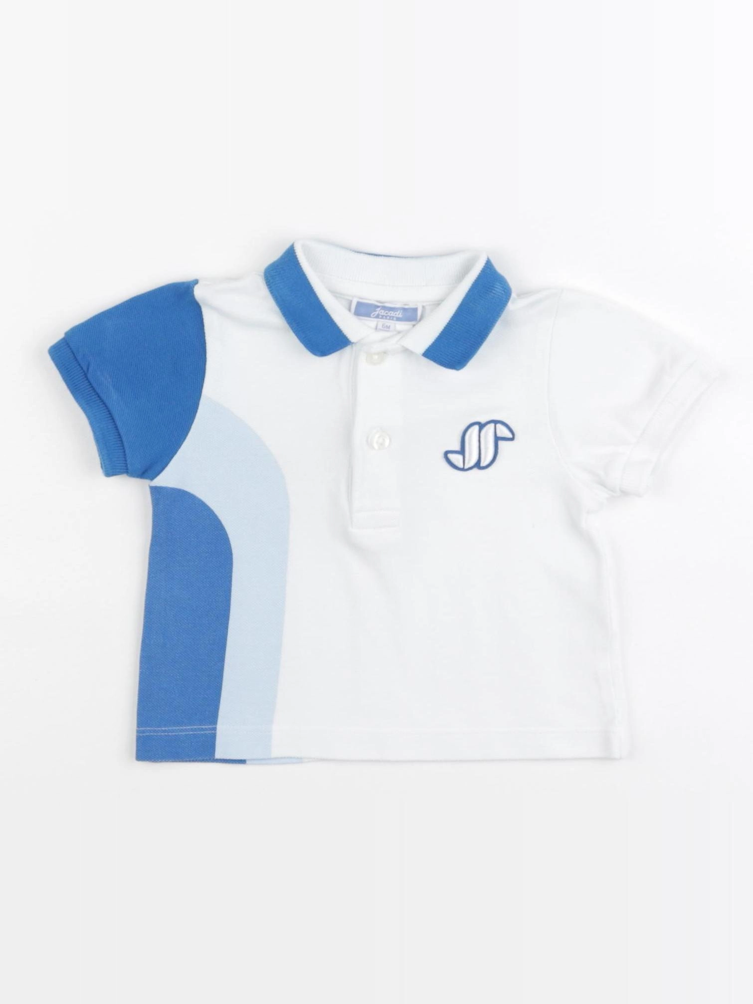 Jacadi - polo blanc, bleu - 6 mois