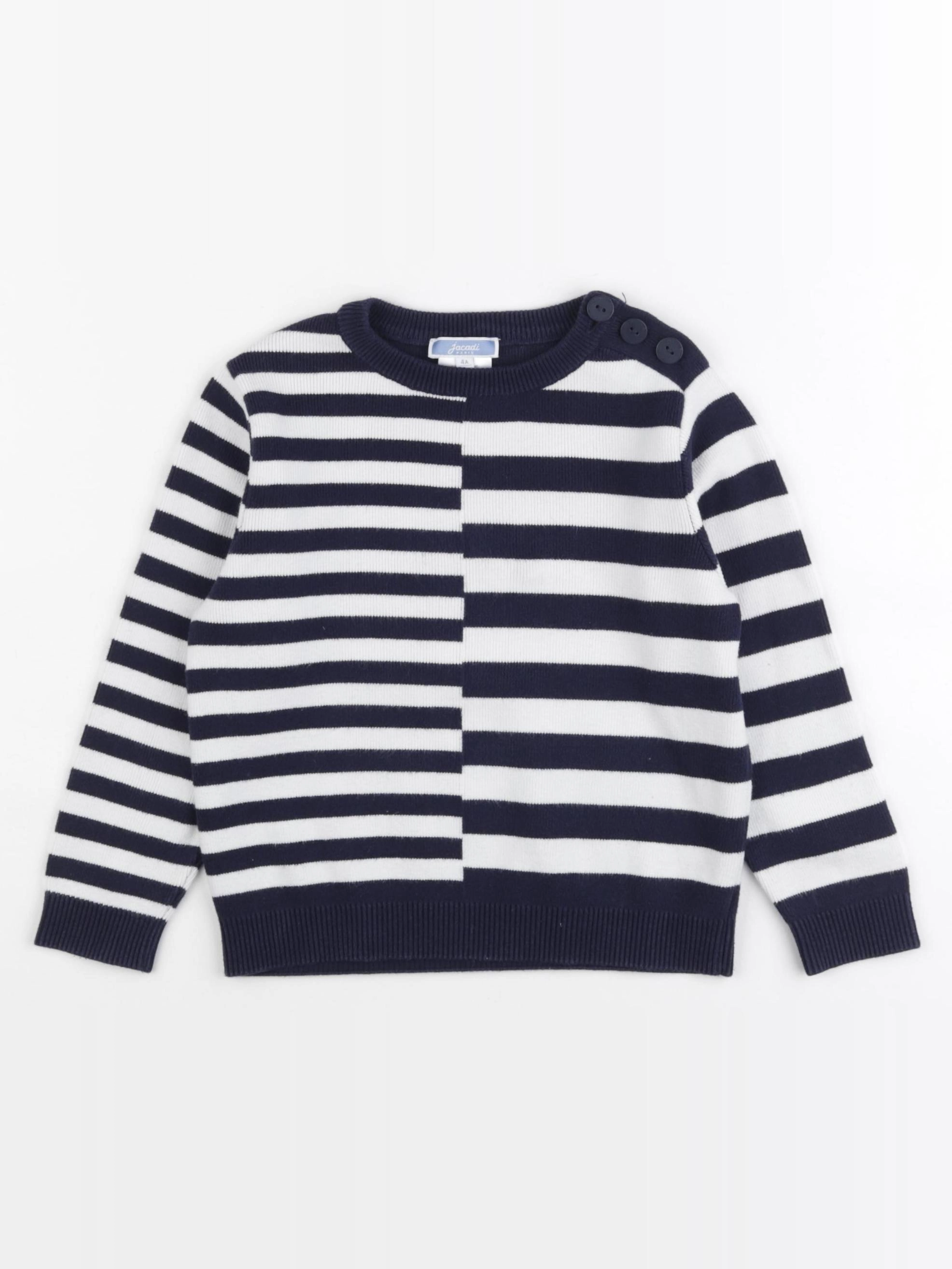 Jacadi - pull blanc, bleu - 4 ans
