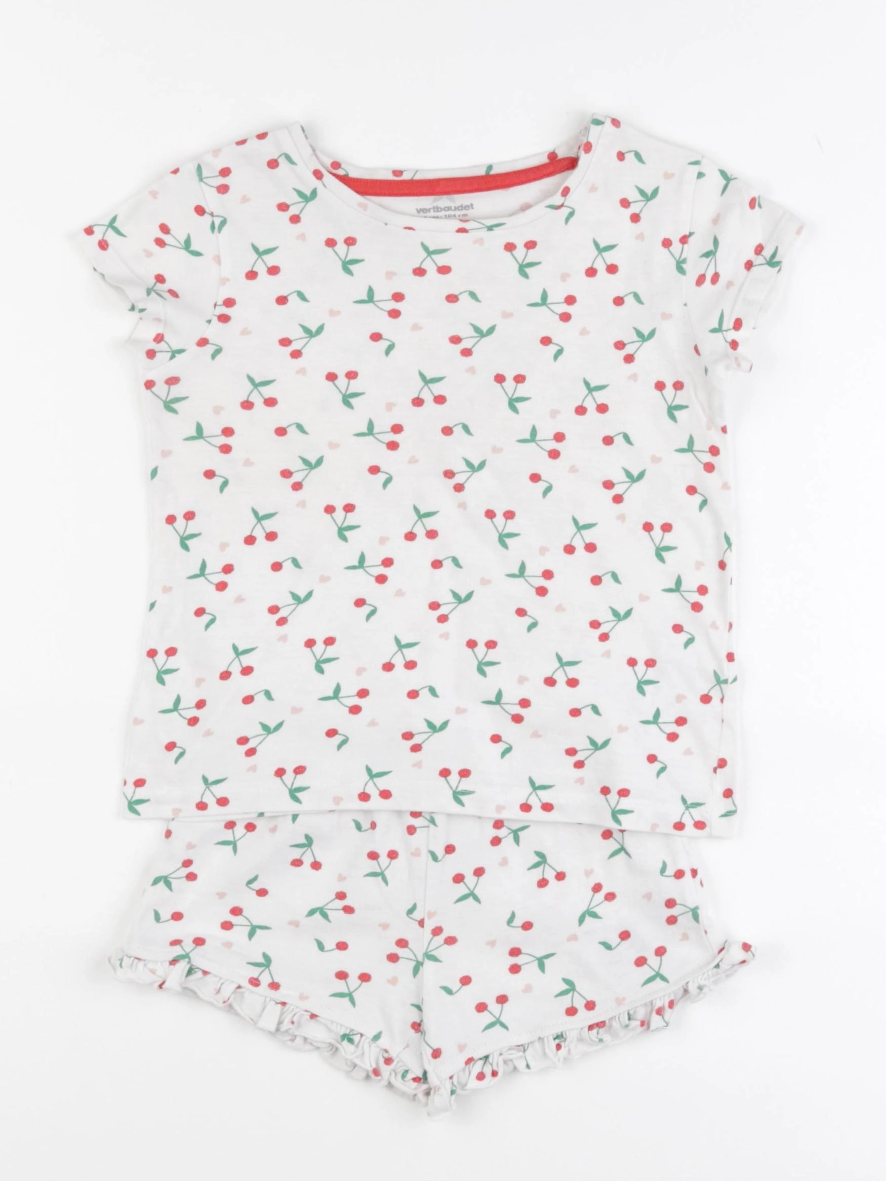 Vertbaudet - pyjama coton blanc, rouge - 4 ans