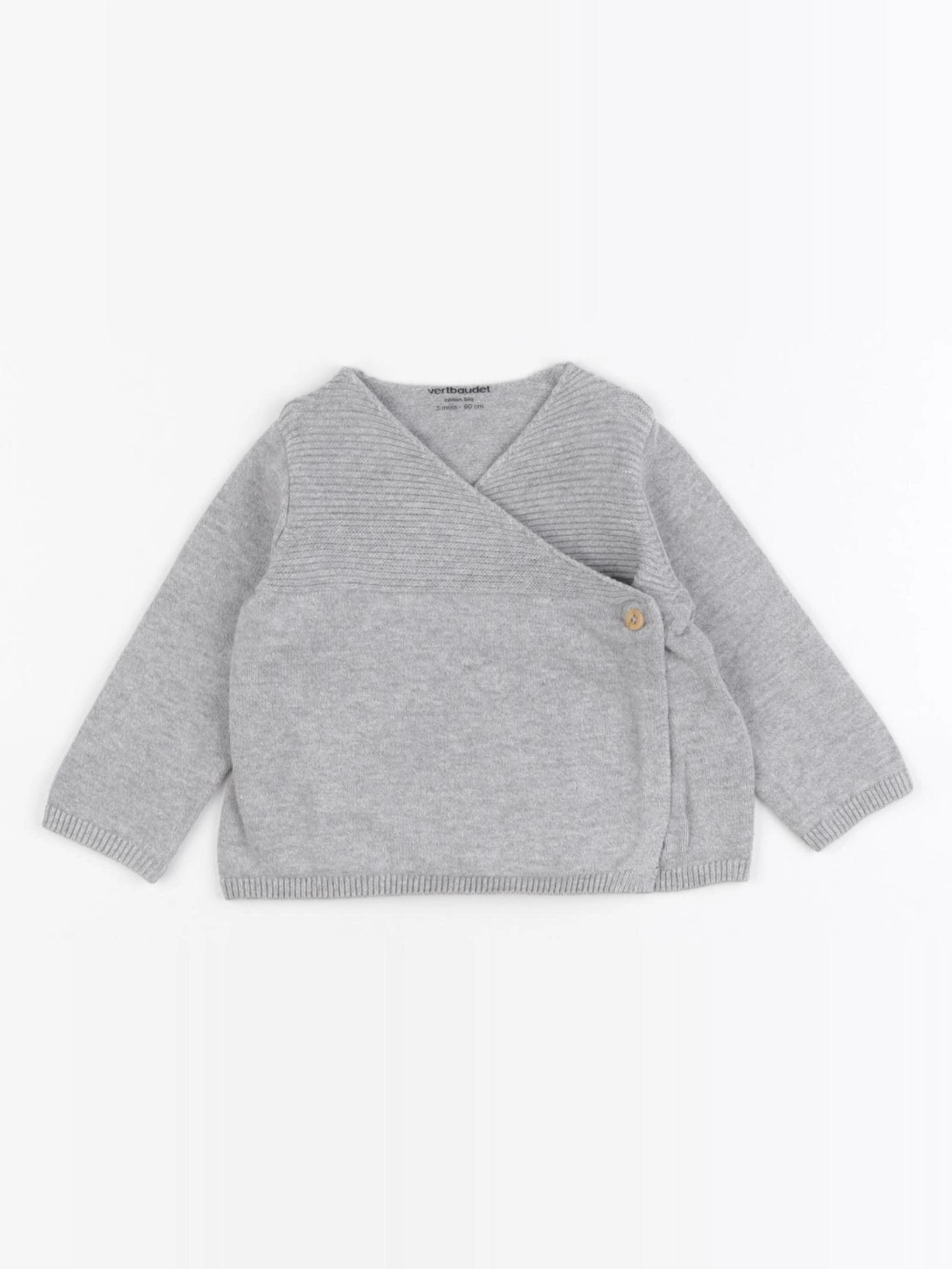 Vertbaudet - gilet gris - 3 mois