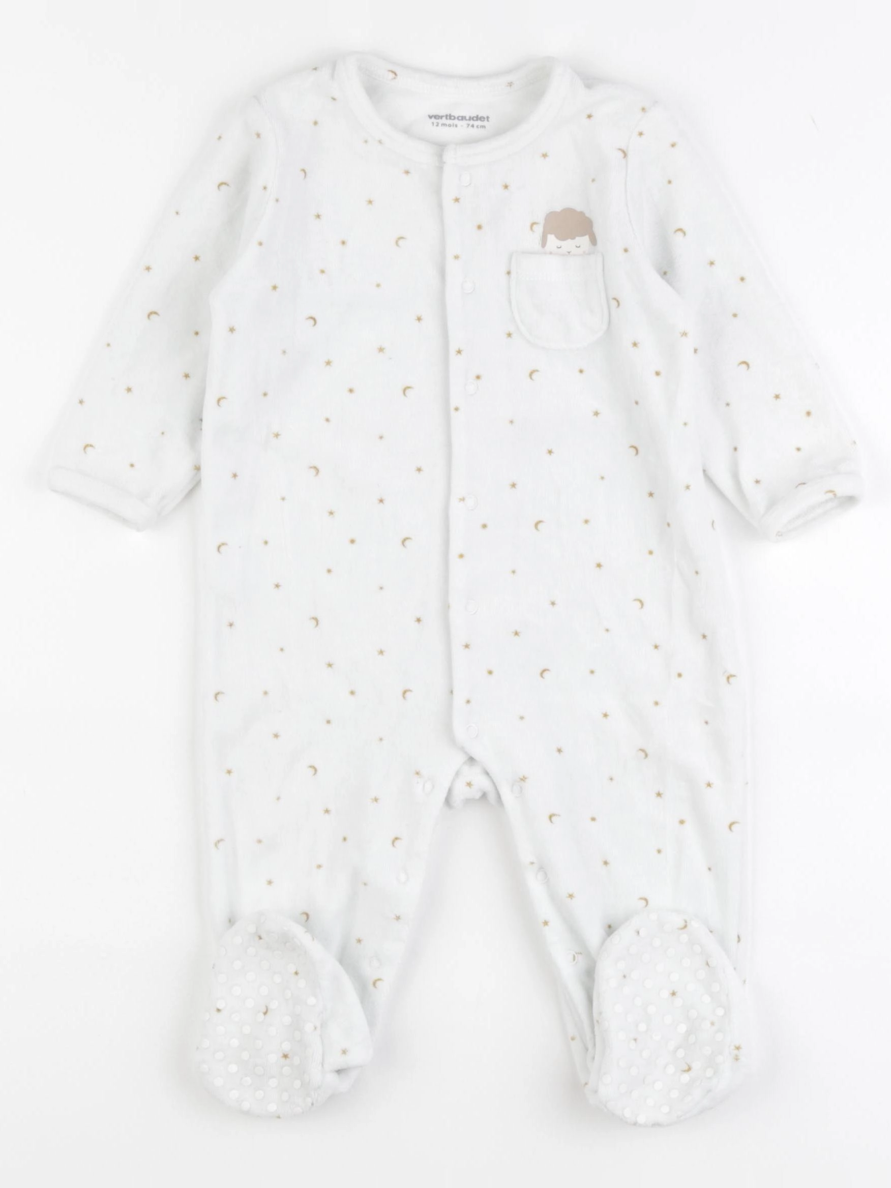 Vertbaudet - pyjama velours blanc - 12 mois