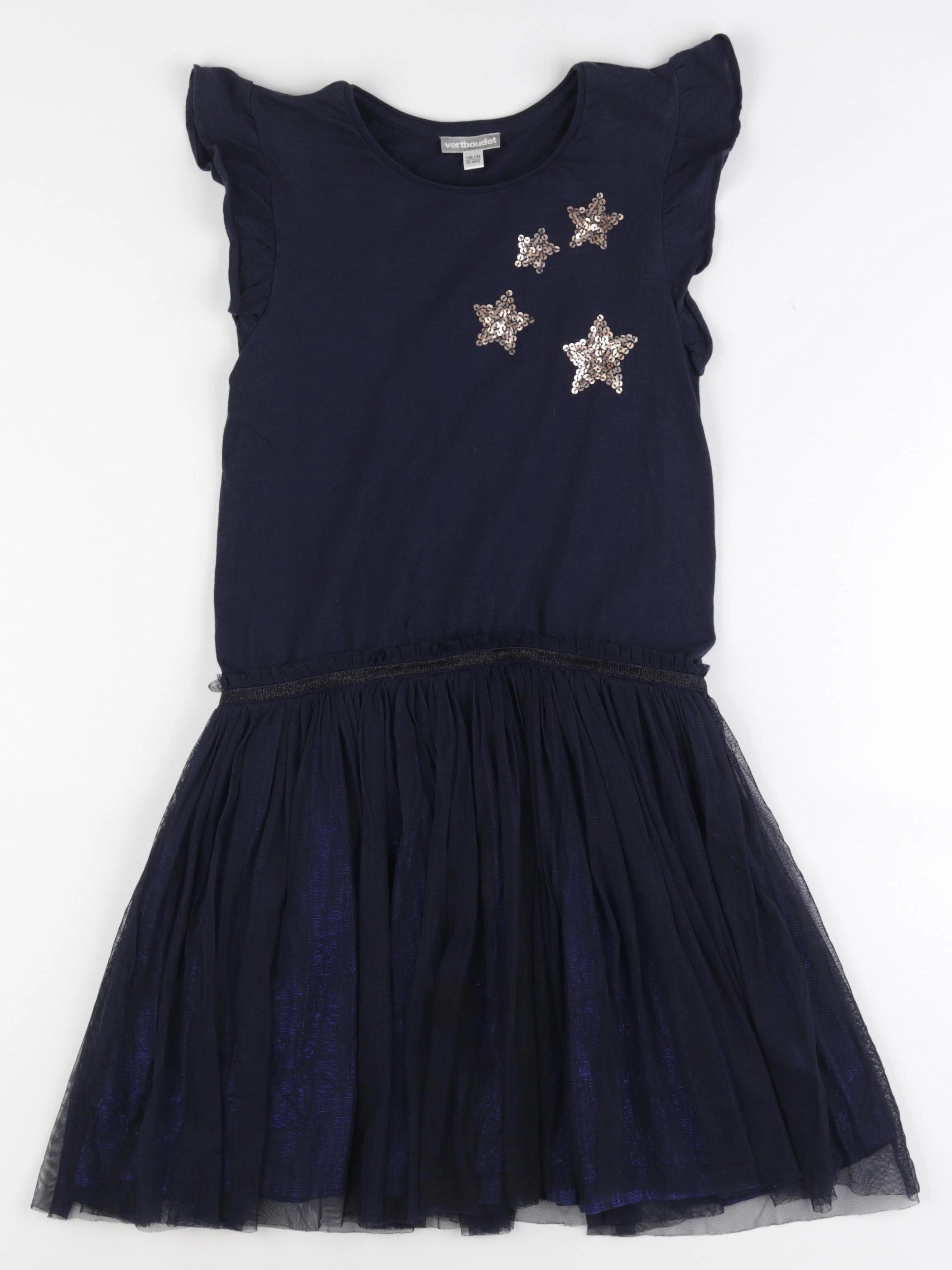 Vertbaudet - robe bleu, or - 10 ans